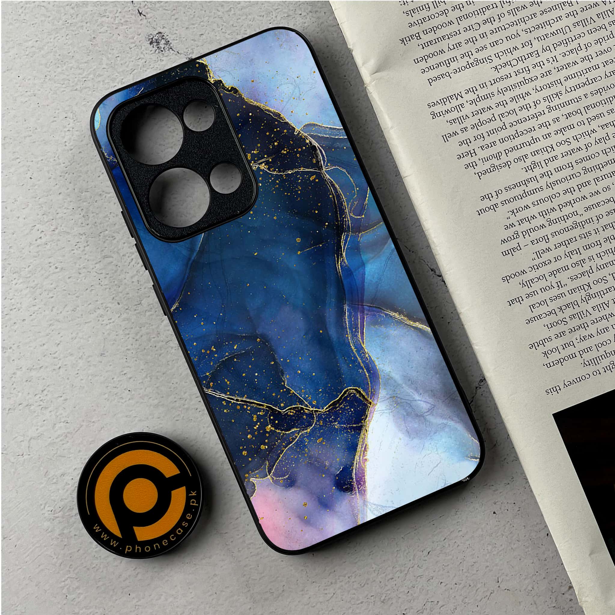 Oppo Reno 13 - Blue Marble Series - Premium Metal Printed Soft Bumper Shockproof Case