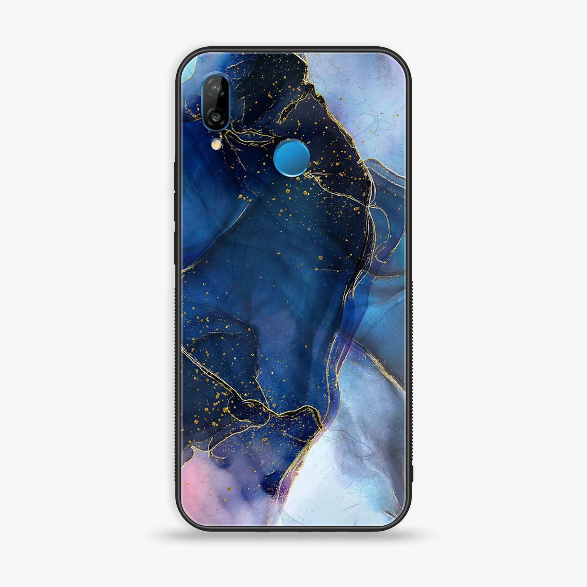 Huawei P20 lite - Blue Marble Series - Premium Printed Glass soft Bumper shock Proof Case