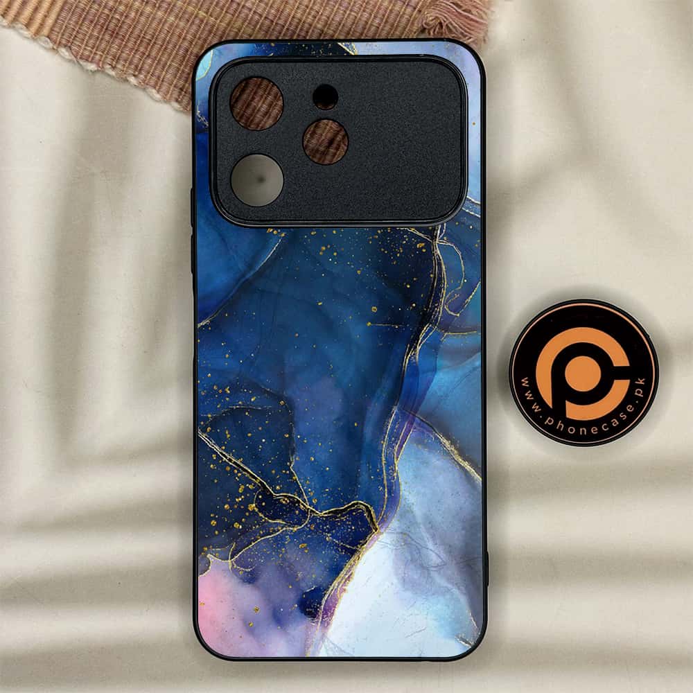 Tecno Spark 40 - Blue Marble Series - Premium Metal Printed soft Bumper shock Proof Case