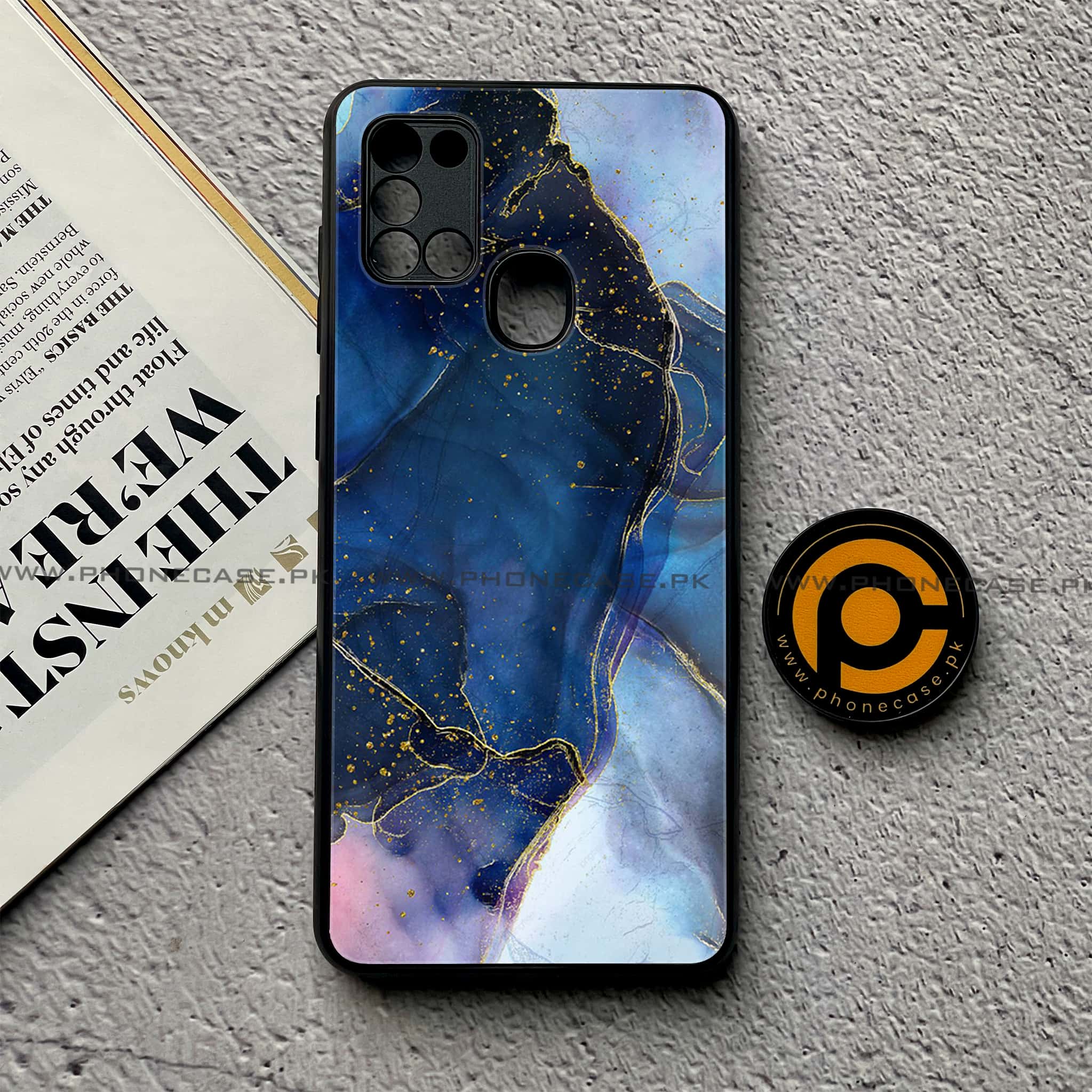 Samsung Galaxy A21s - Blue Marble Series - Premium Printed Glass soft Bumper shock Proof Case