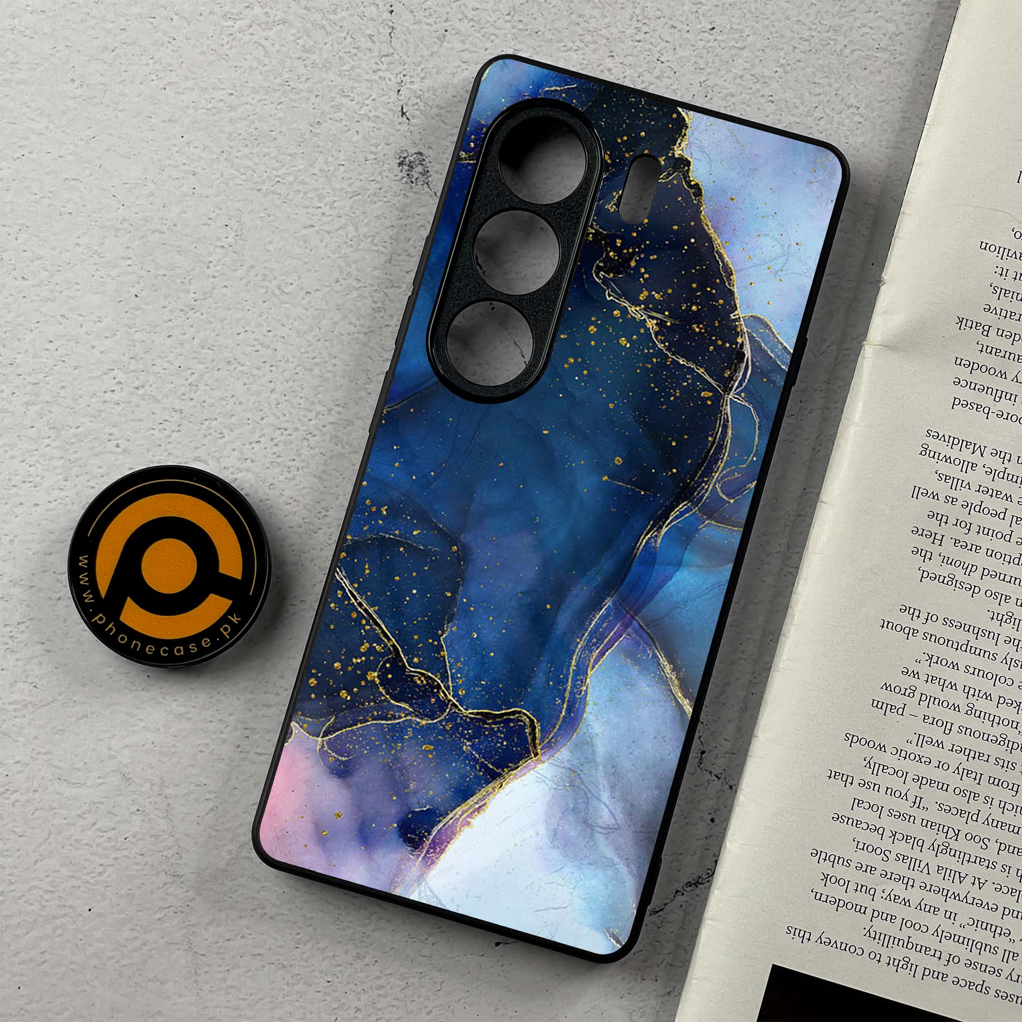 Tecno Camon 40 - Blue Marble Series  - Premium Metal Printed Soft Bumper Shockproof Case
