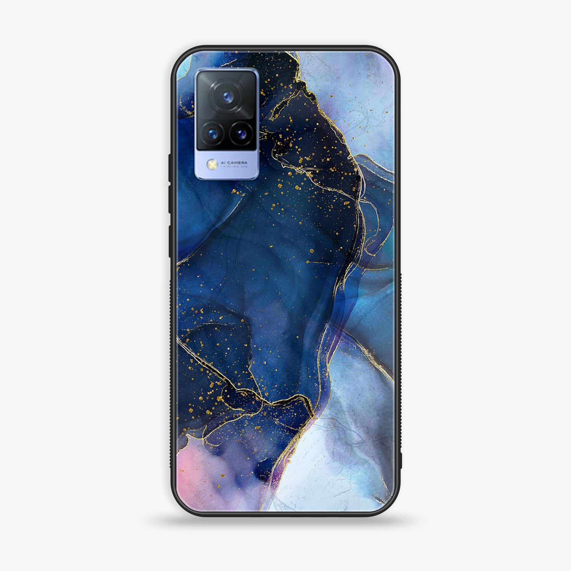 Vivo V21 - Blue Marble Series - Premium Printed Glass soft Bumper shock Proof Case