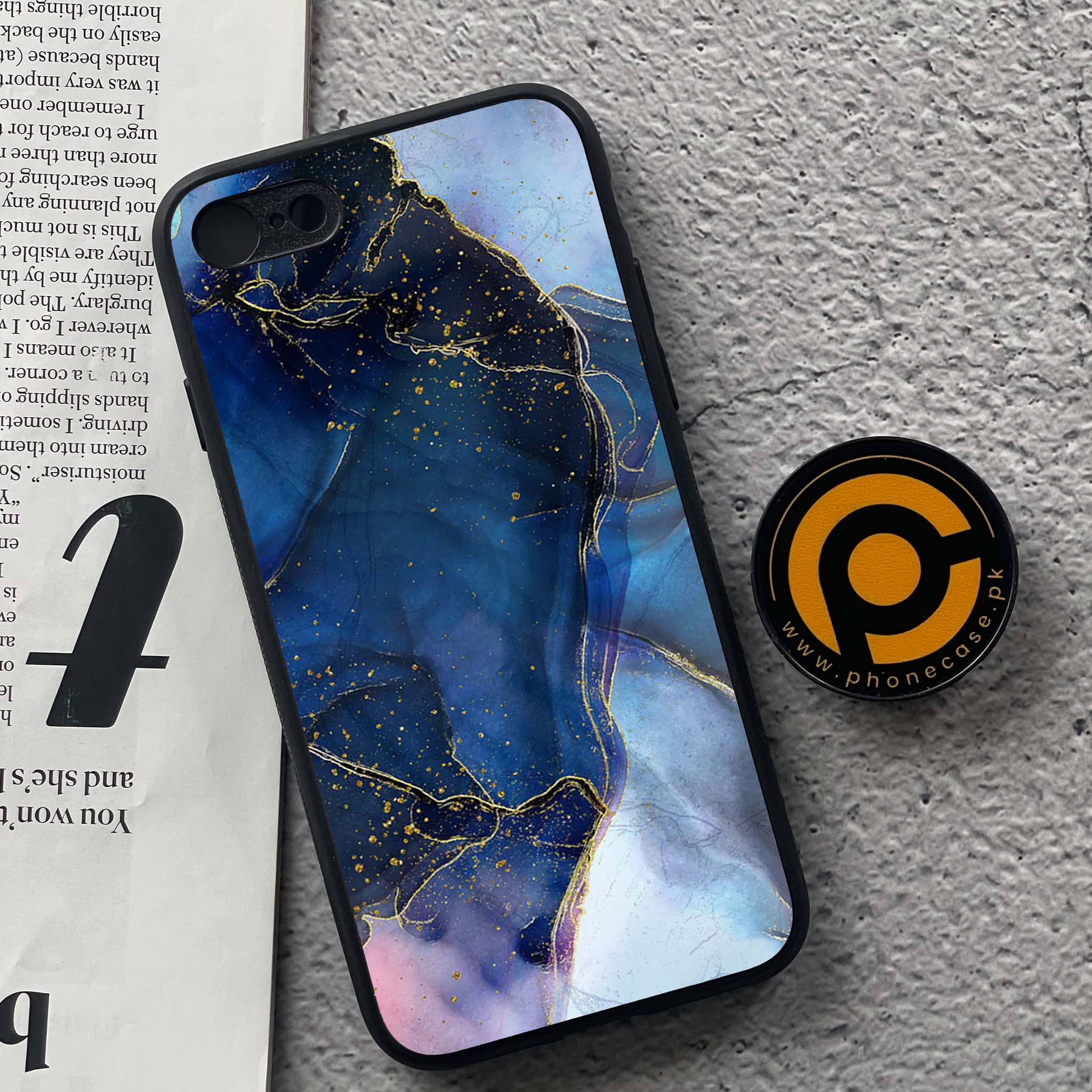 iPhone 7 / 8 - Blue Marble Series - Premium Printed Glass soft Bumper shock Proof Case
