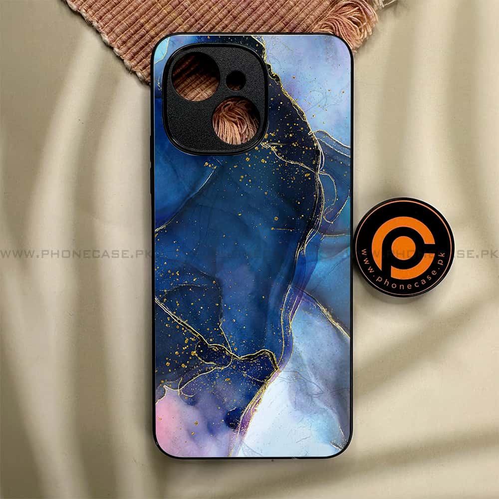 Tecno Spark 40C - Blue Marble Series - Premium Metal Printed soft Bumper shock Proof Case