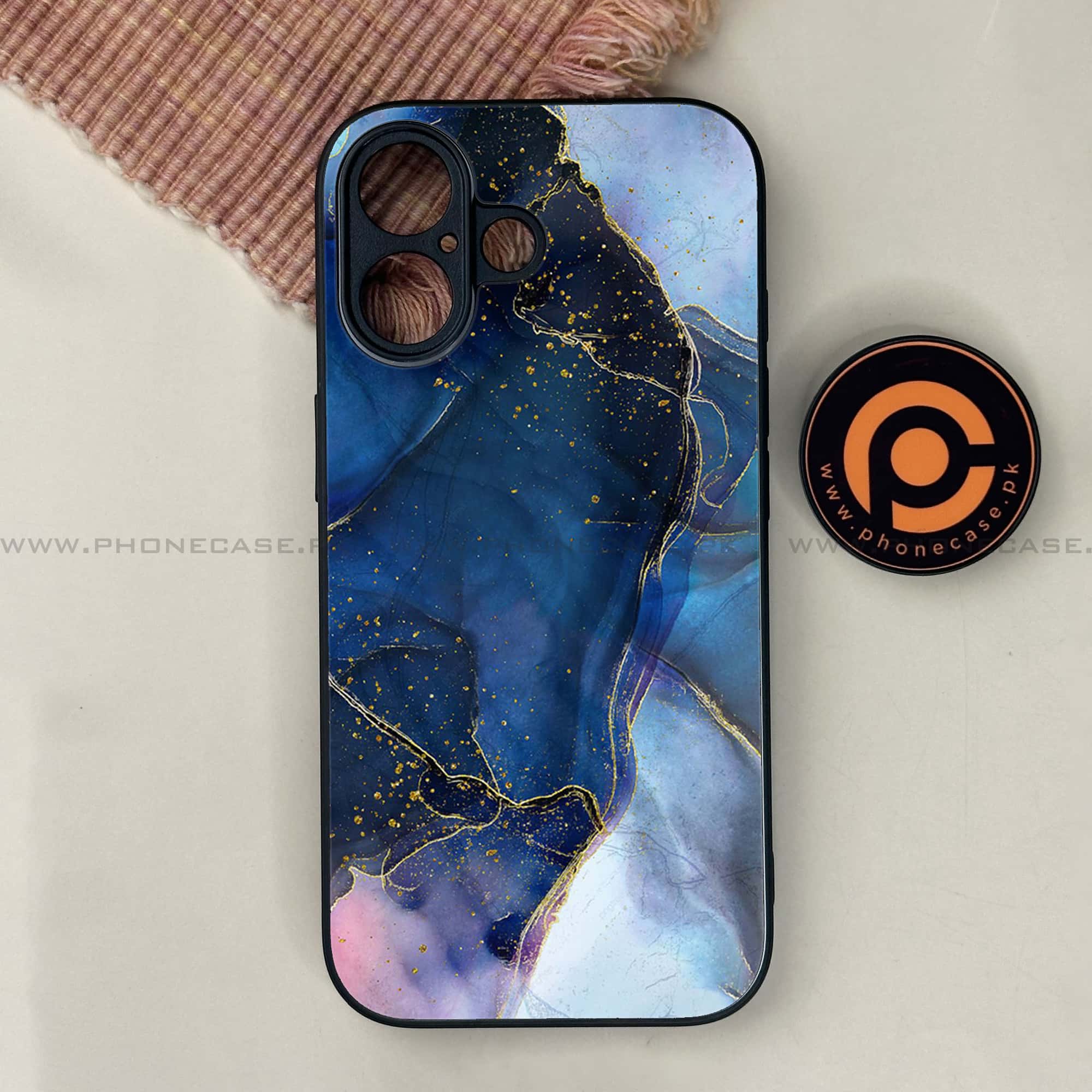 iPhone 17 - Blue Marble Series - Premium Printed Glass soft Bumper shock Proof Case