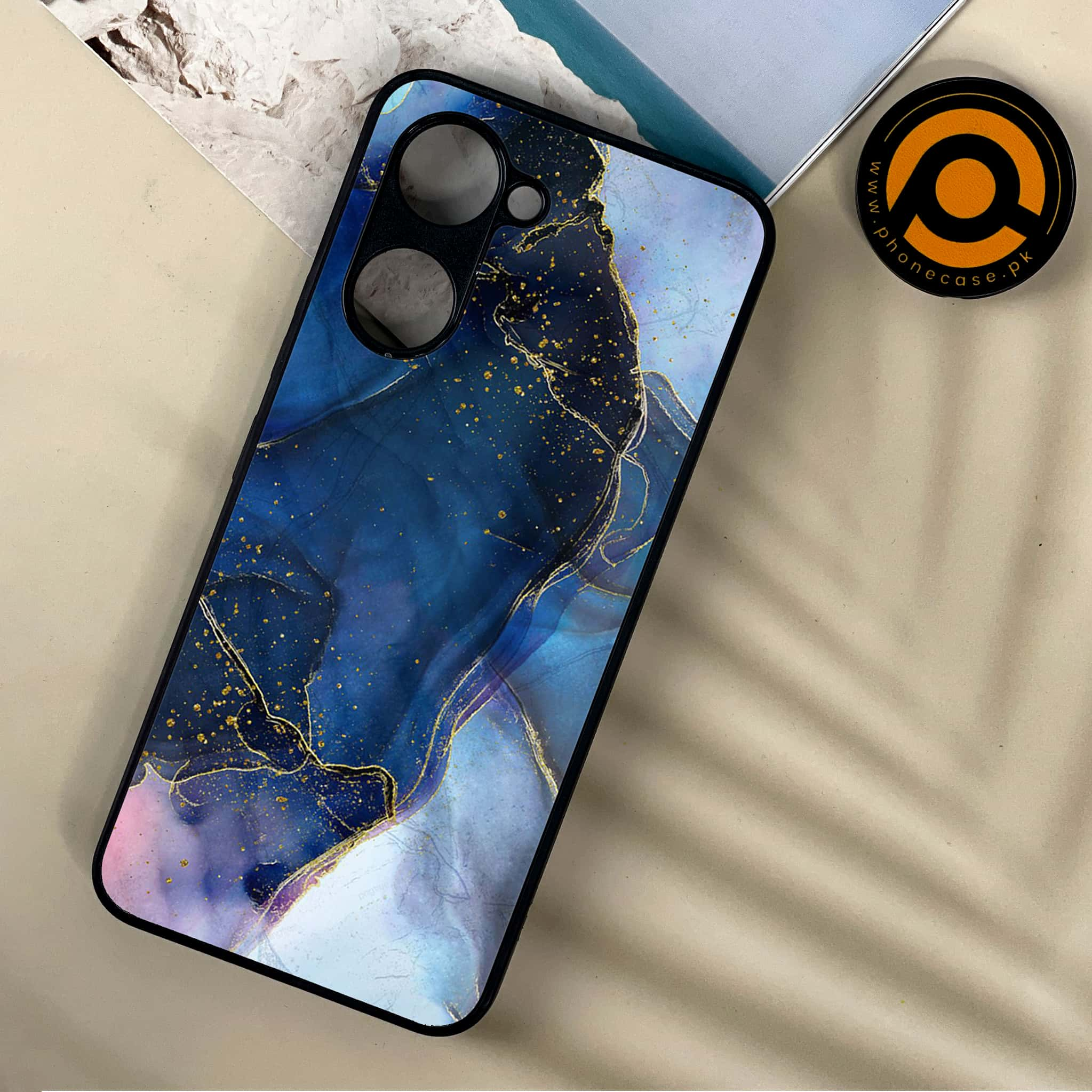 Vivo Y03 - Blue Marble Series - Premium Printed Metal soft Bumper shock Proof Case