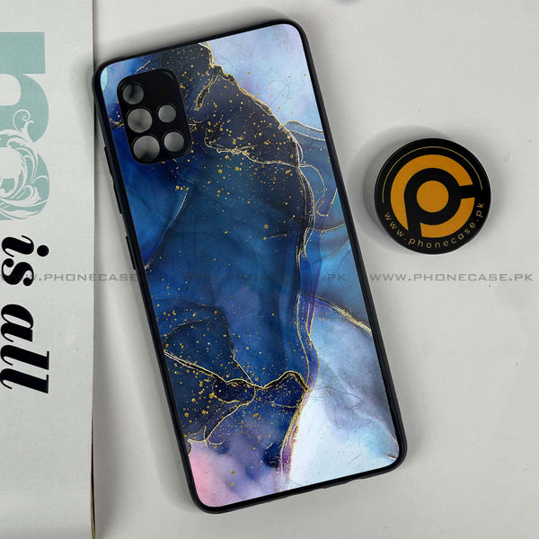 Samsung Galaxy A51 - Blue Marble Design 7 - Premium Printed Glass soft Bumper shock Proof Case CS-28014