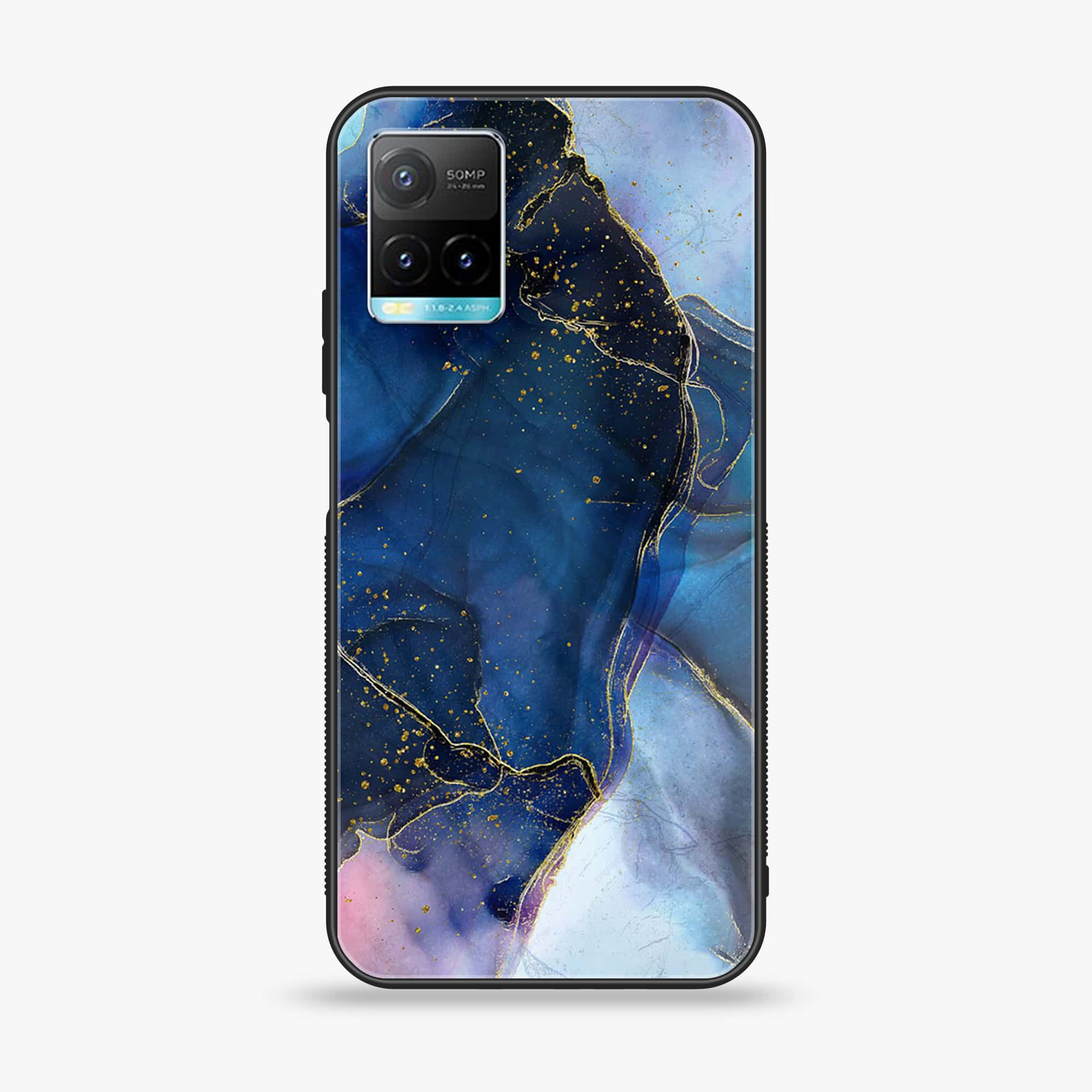 Vivo Y33T - Blue Marble Series - Premium Printed Glass soft Bumper shock Proof Case