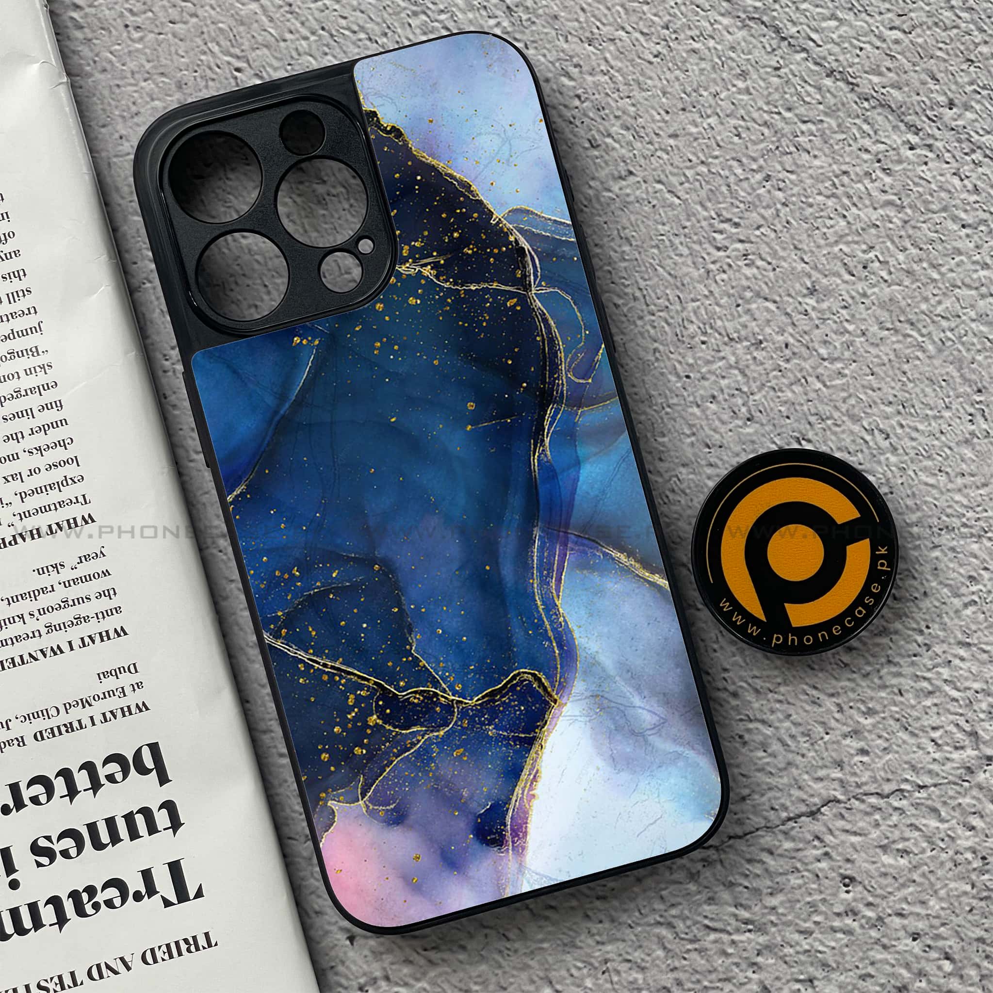 iPhone 15 Pro - Blue Marble Series - Premium Metal Printed soft Bumper shock Proof Case