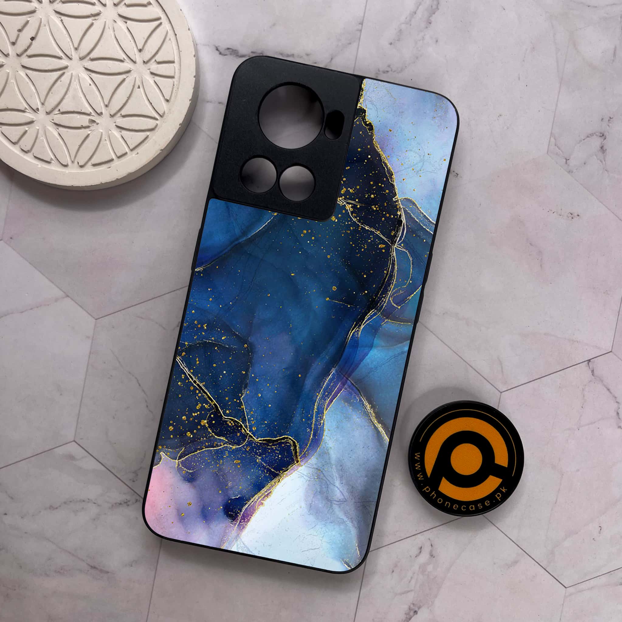 OnePlus 10R - Blue Marble Series - Premium Metal Printed soft Bumper shock Proof Case