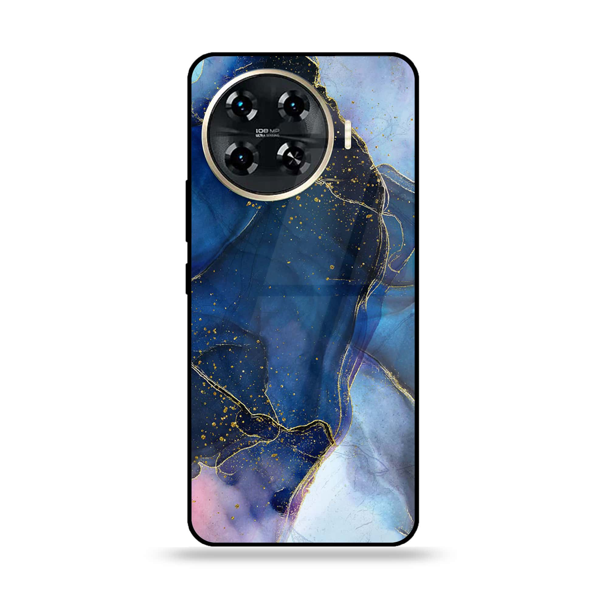 Tecno Spark 20 pro plus - Blue Marble Series - Premium Printed Glass soft Bumper shock Proof Case