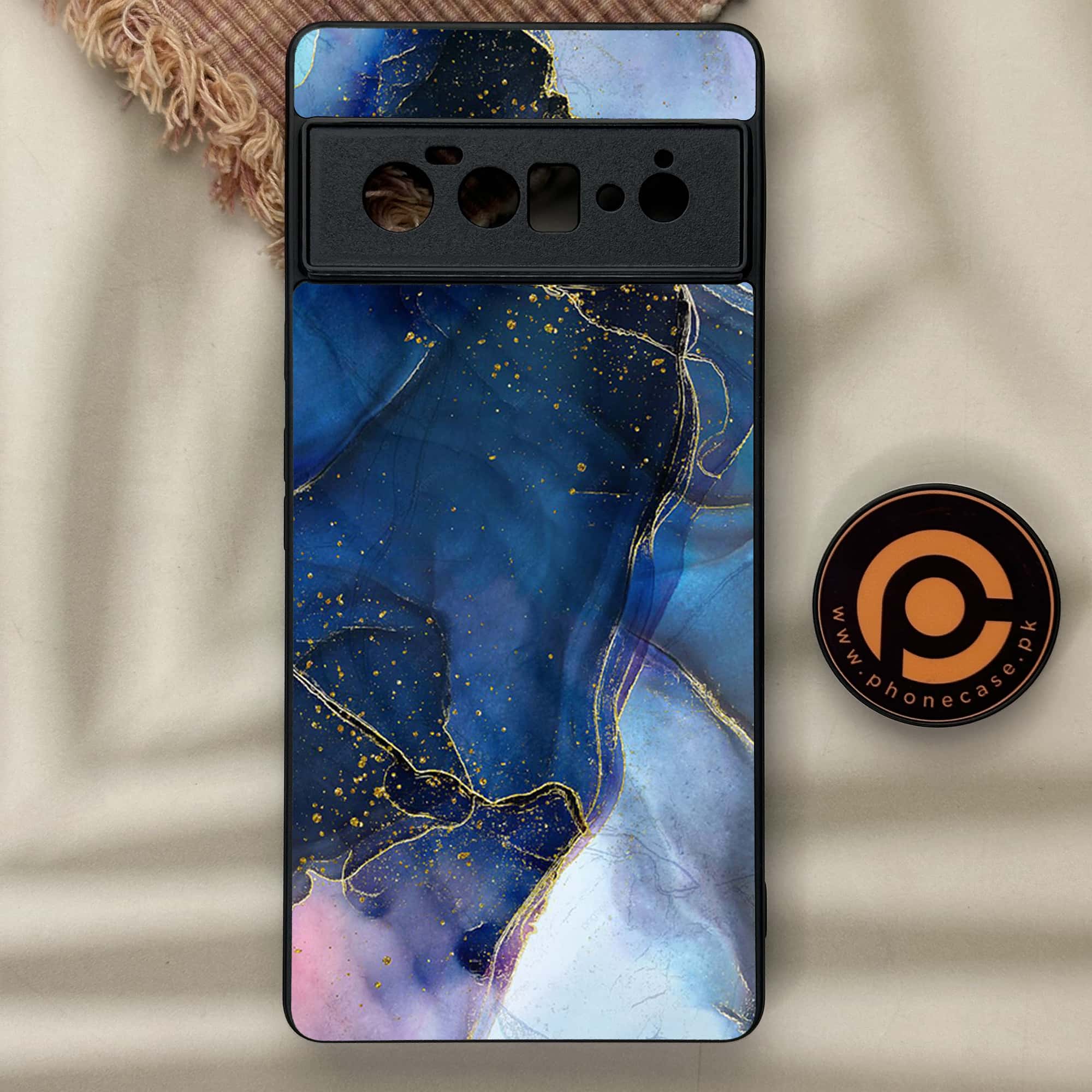 Google Pixel 6 Pro- Blue  Marble Series - Premium Metal Printed soft Bumper Shock Proof Case