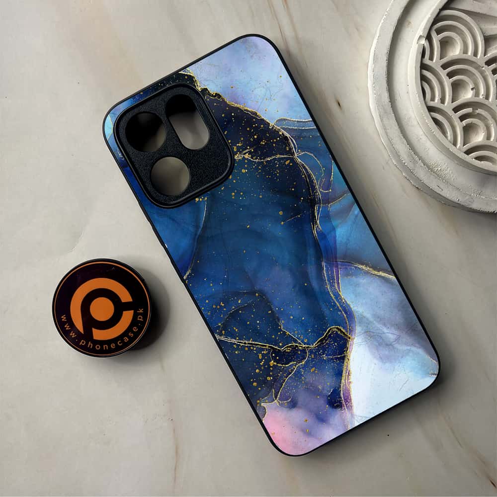 Oppo Reno 14F - Blue Marble Series - Premium Metal Printed Soft Bumper Shockproof Case