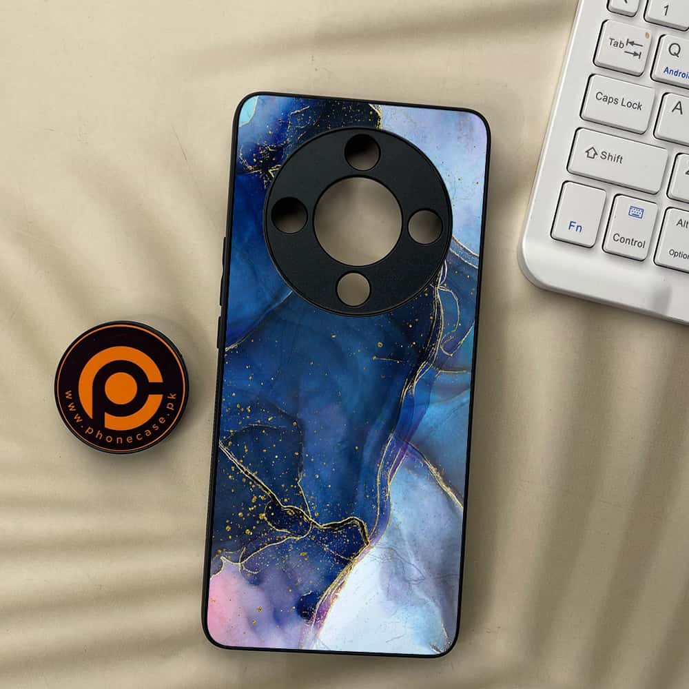 HONOR X9b 5G - Blue Marble Series - Premium Metal  Printed soft Bumper shock Proof Case