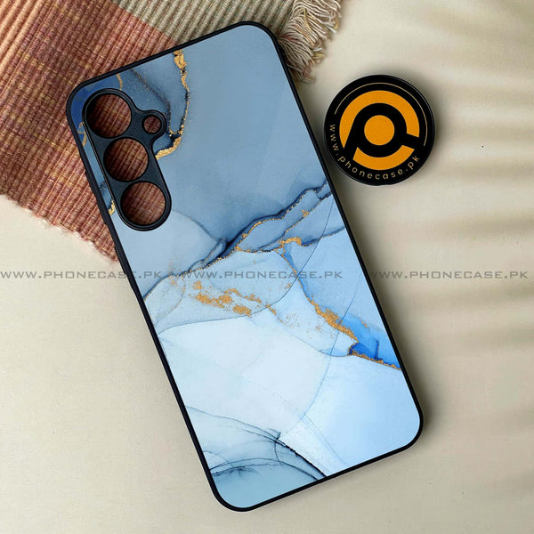 Samsung Galaxy A35 5G - Blue Marble Design 8- Premium Metal Printed soft Bumper shock Proof Case CS-43947