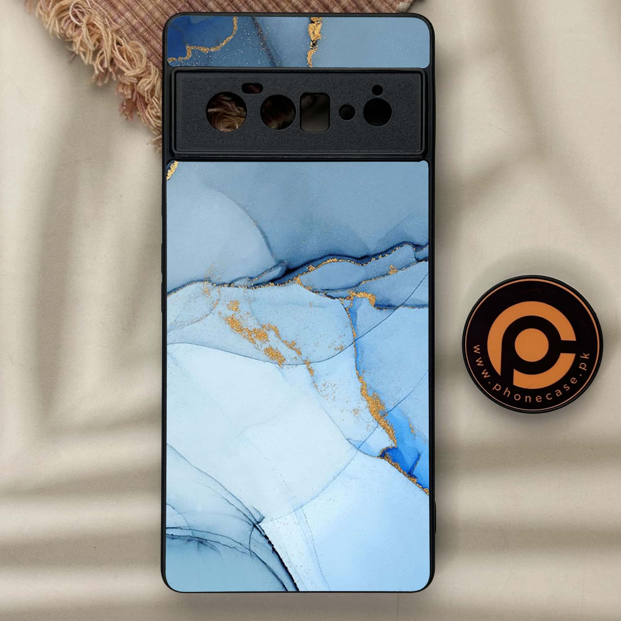 Google Pixel 6 Pro- Blue  Marble Series - Premium Metal Printed soft Bumper Shock Proof Case