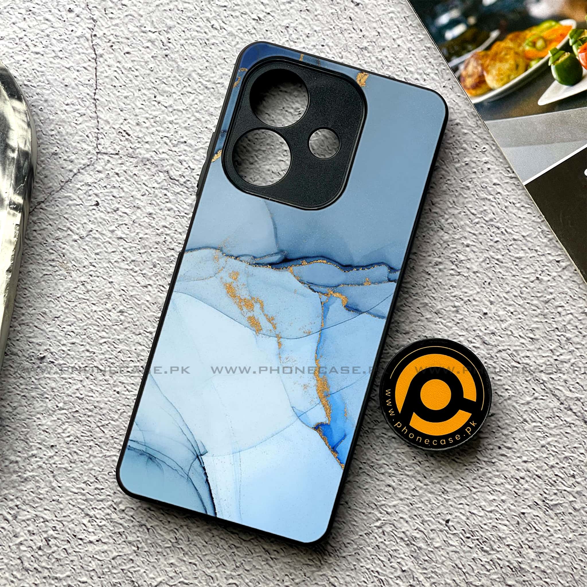 Oppo A5i - Blue Marble Series - Premium Metal Printed soft Bumper shock Proof Case