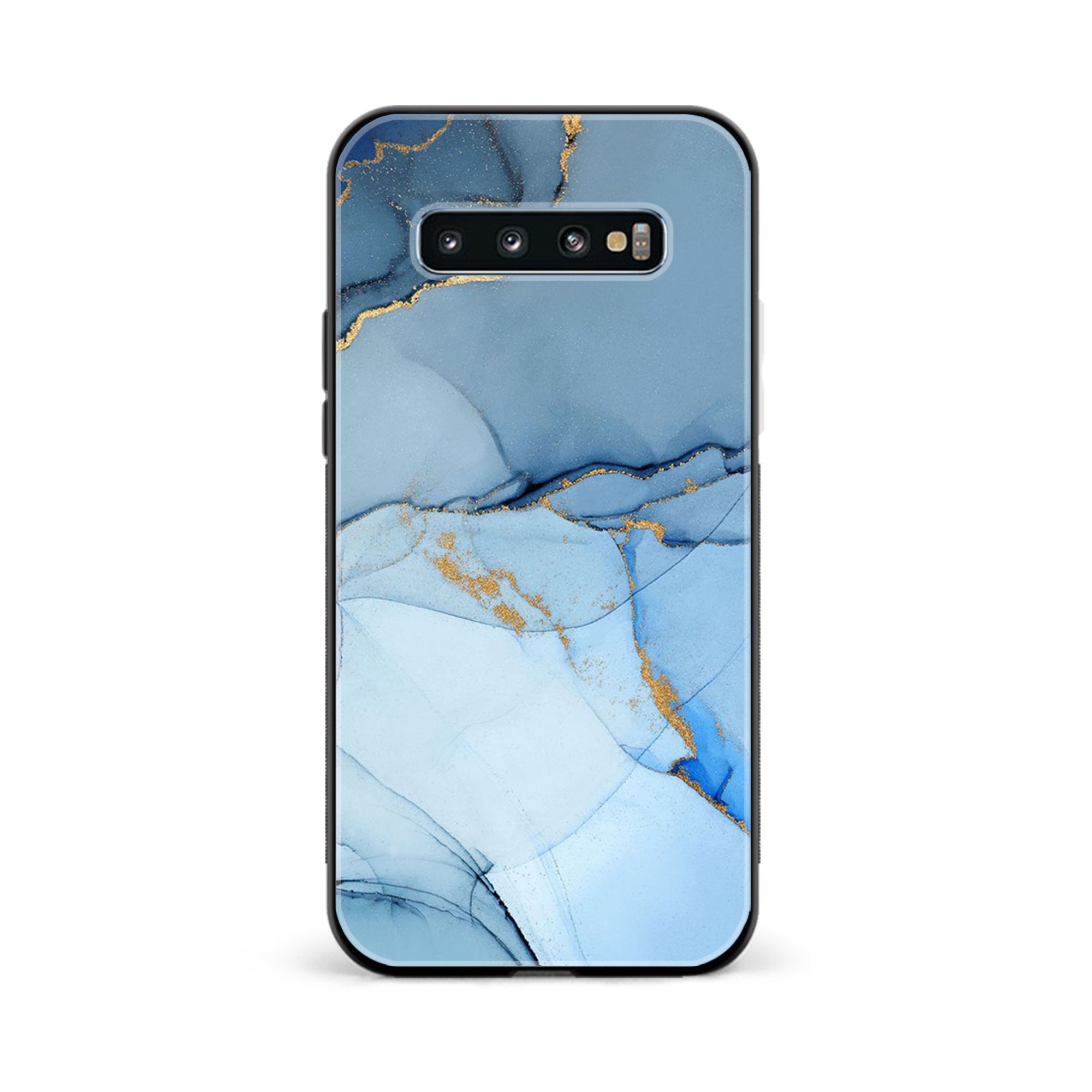Galaxy S10 Plus - Blue Marble Series - Premium Printed Glass soft Bumper shock Proof Case