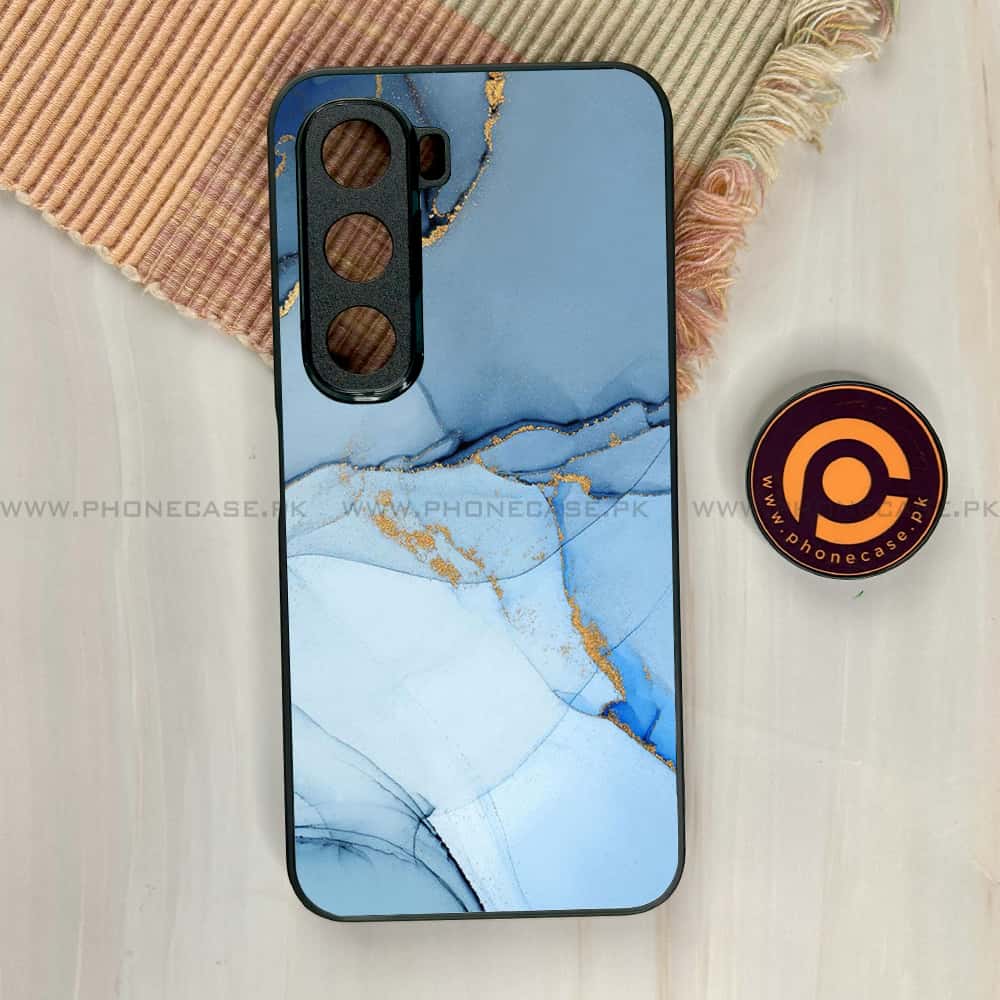 Infinix Hot 60i - Blue Marble Series - Premium Metal Printed soft Bumper shock Proof Case