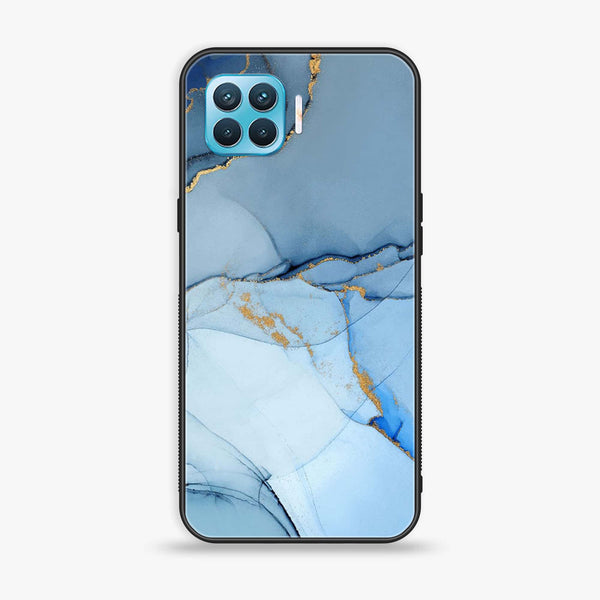 Oppo F17 - Blue Marble Design 8  Premium Printed Glass soft Bumper shock Proof Case  CS-34392