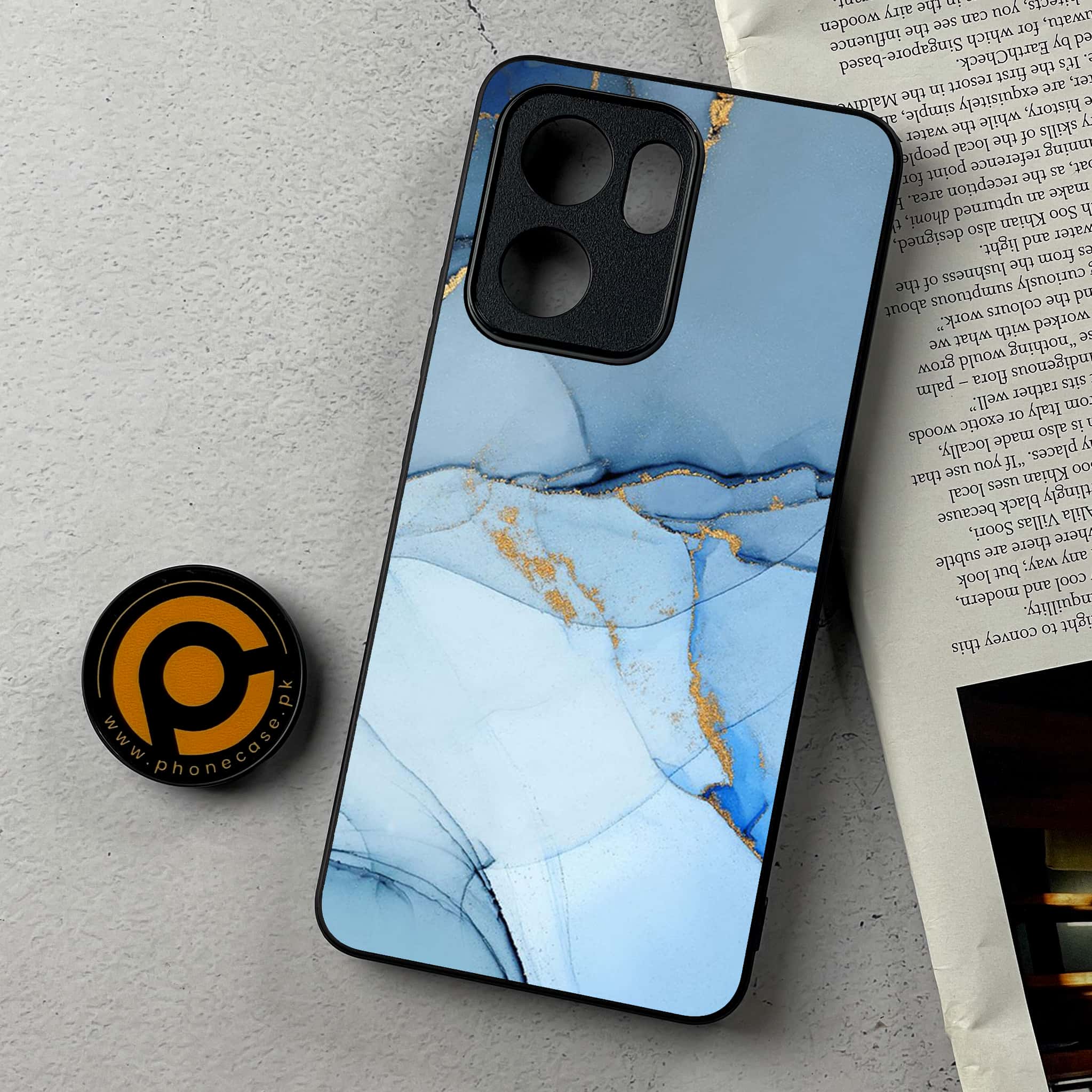 Oppo Reno 13F - Blue Marble Series - Premium Metal Printed Soft Bumper Shockproof Case