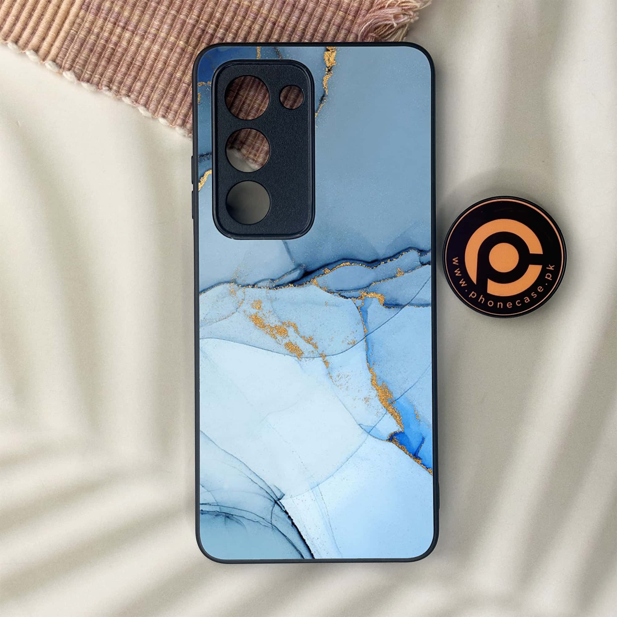 Oppo A5 2025 - Blue Marble Series - Premium Metal Printed soft Bumper shock Proof Case