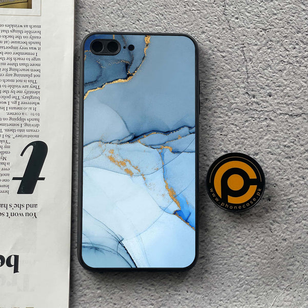 iPhone 7 Plus/ 8 Plus - Blue Marble  Design 8 - Premium Metal Printed soft Bumper shock Proof Case  CS-29931
