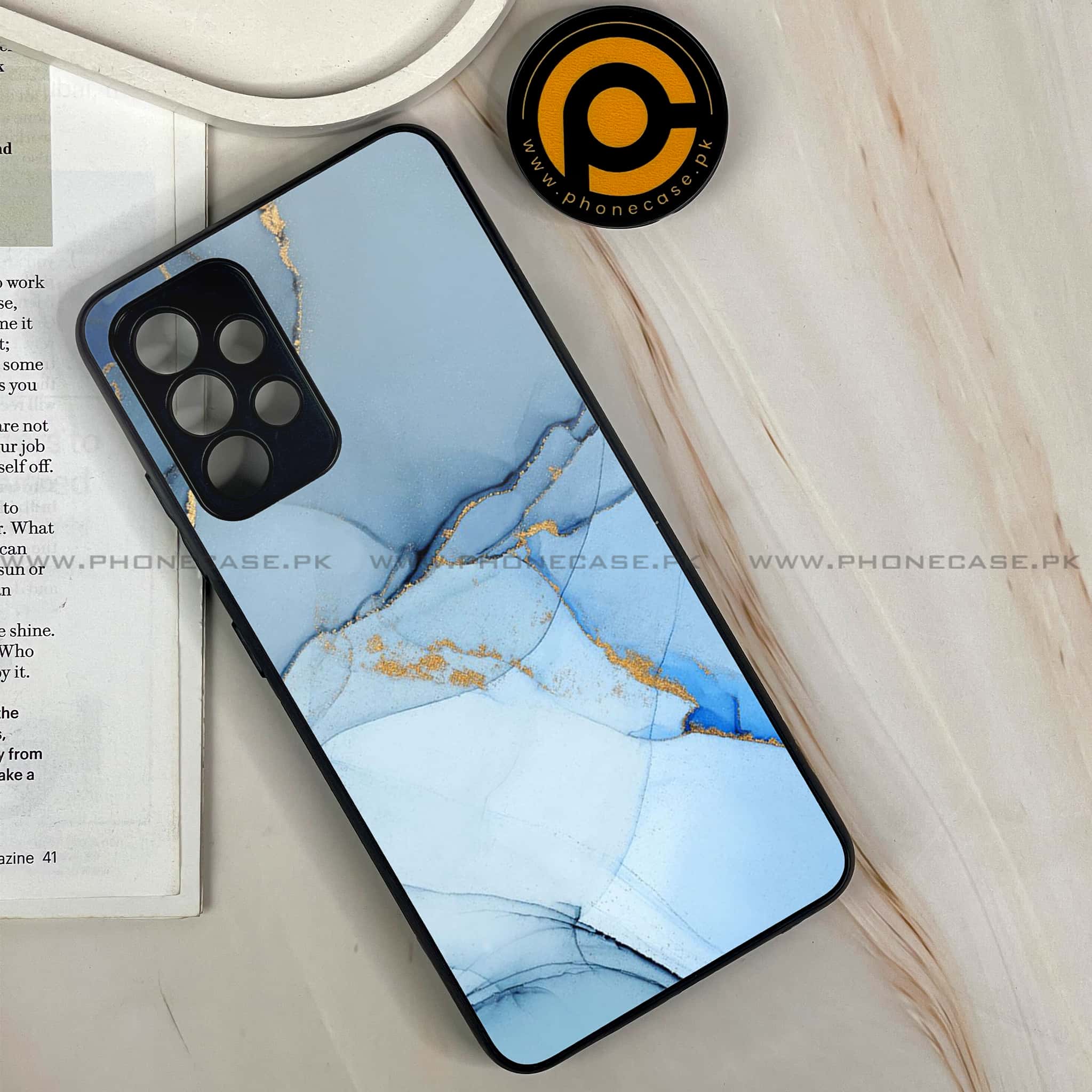 Samsung Galaxy A13 - Blue Marble Series - Premium Printed Glass soft Bumper shock Proof Case