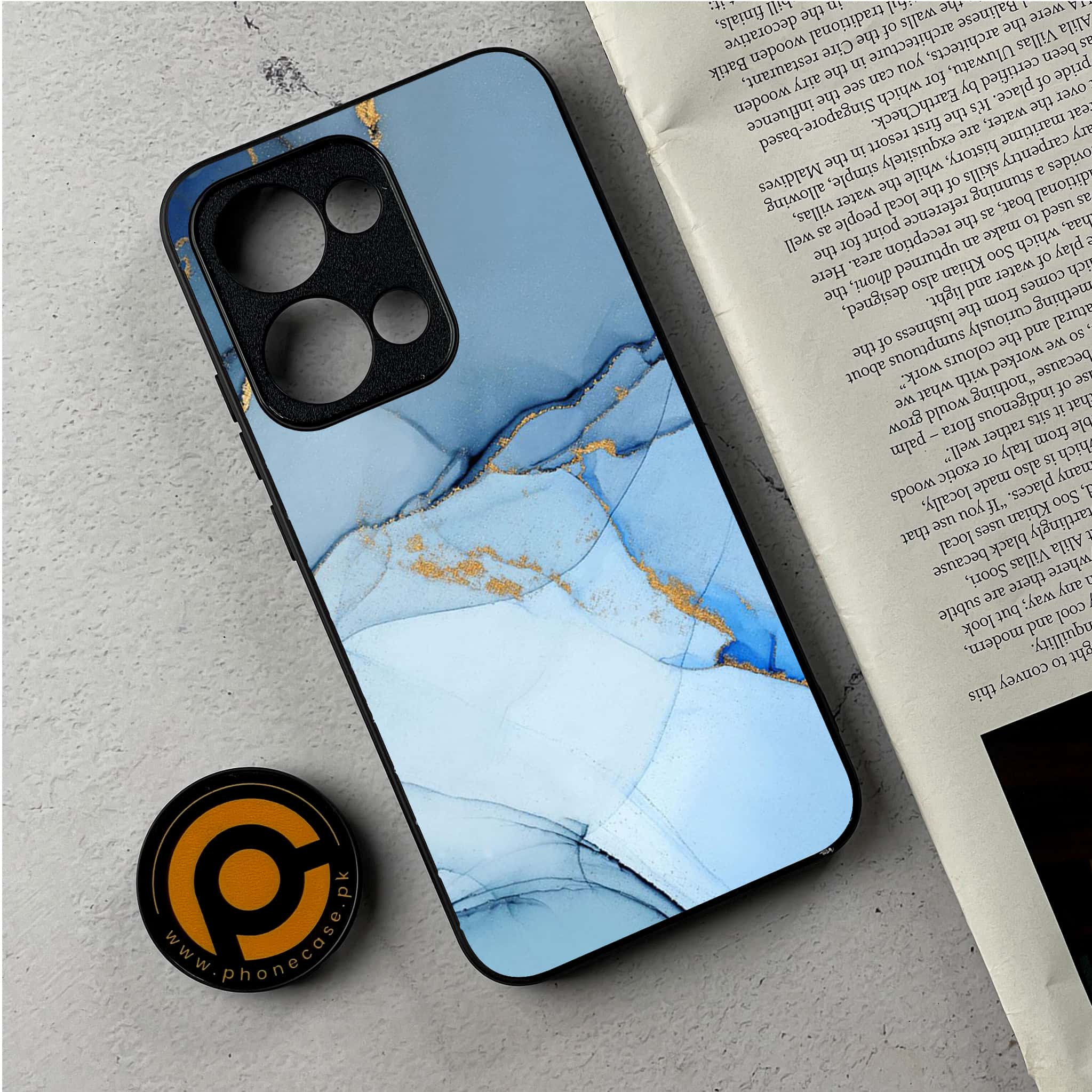 Oppo Reno 13 - Blue Marble Series - Premium Metal Printed Soft Bumper Shockproof Case