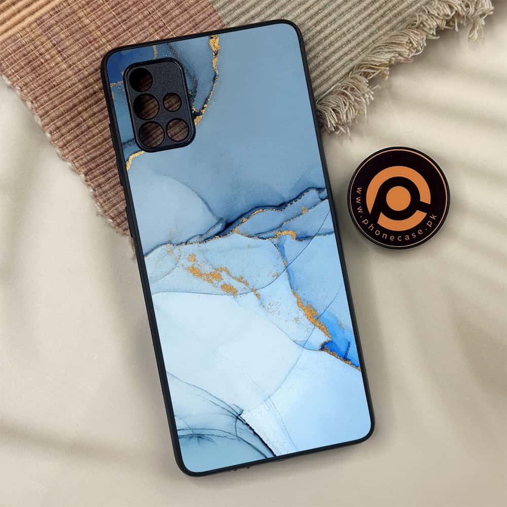 Samsung Galaxy A71 - Blue Marble Series - Premium Metal Printed soft Bumper shock Proof Case