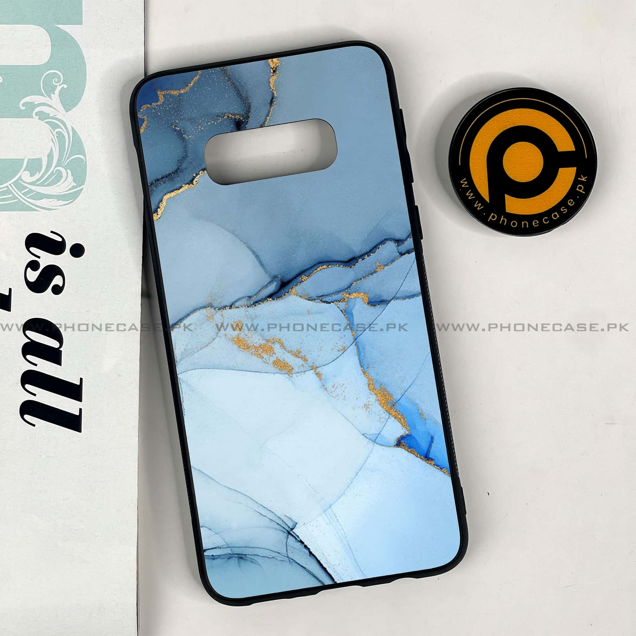 Galaxy S10e - Blue Marble Series - Premium Printed Glass soft Bumper shock Proof Case