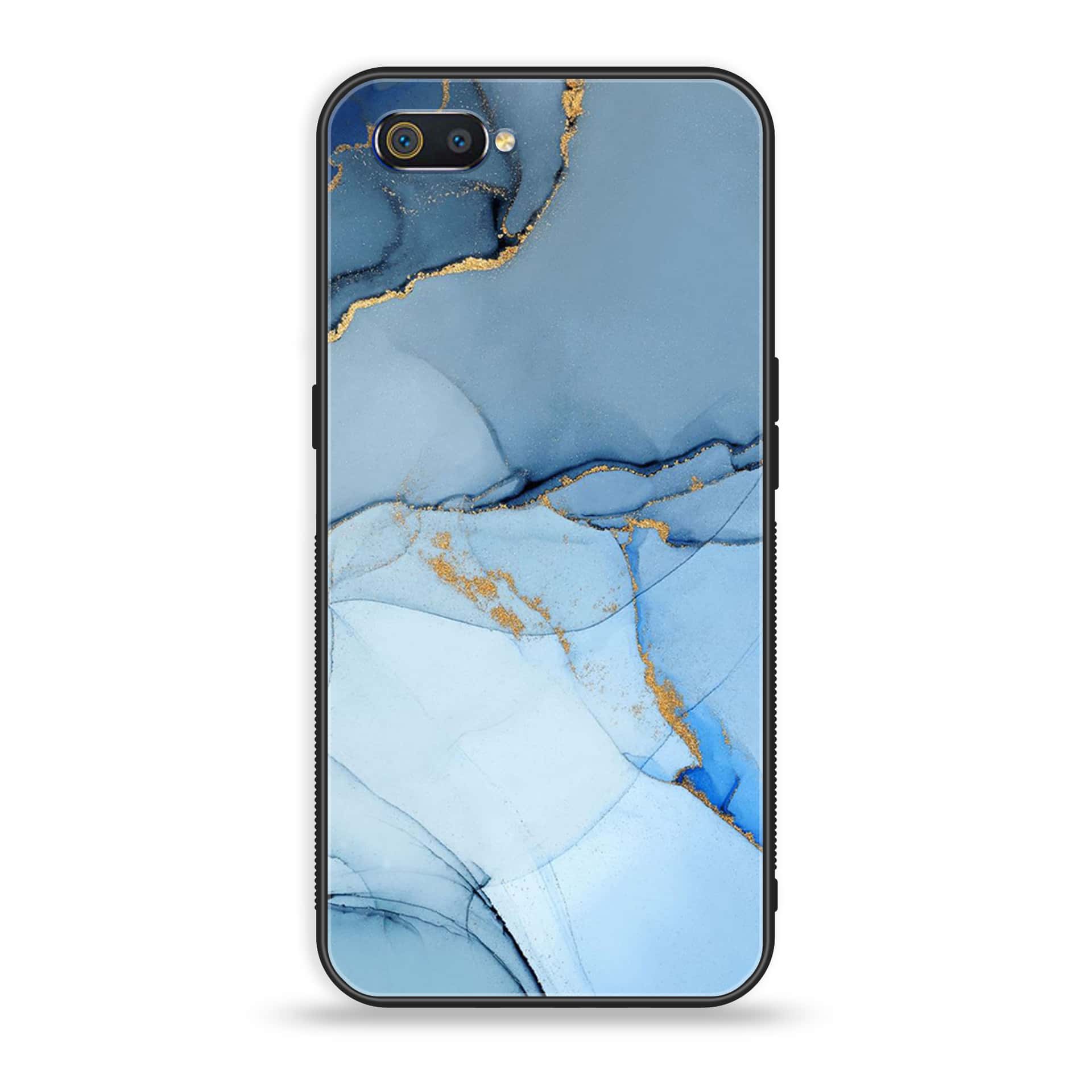 Oppo Realme C2 - Blue Marble Series - Premium Printed Glass soft Bumper shock Proof Case