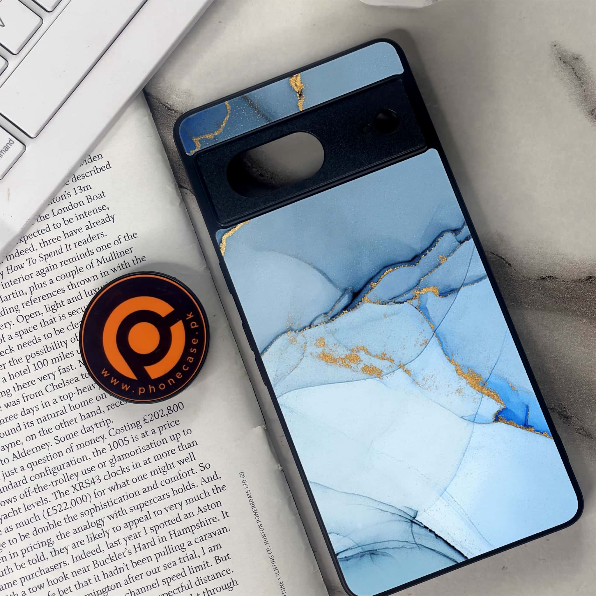 Google Pixel 7 - Blue Marble Series - Premium Metal Printed soft Bumper Shock Proof Case