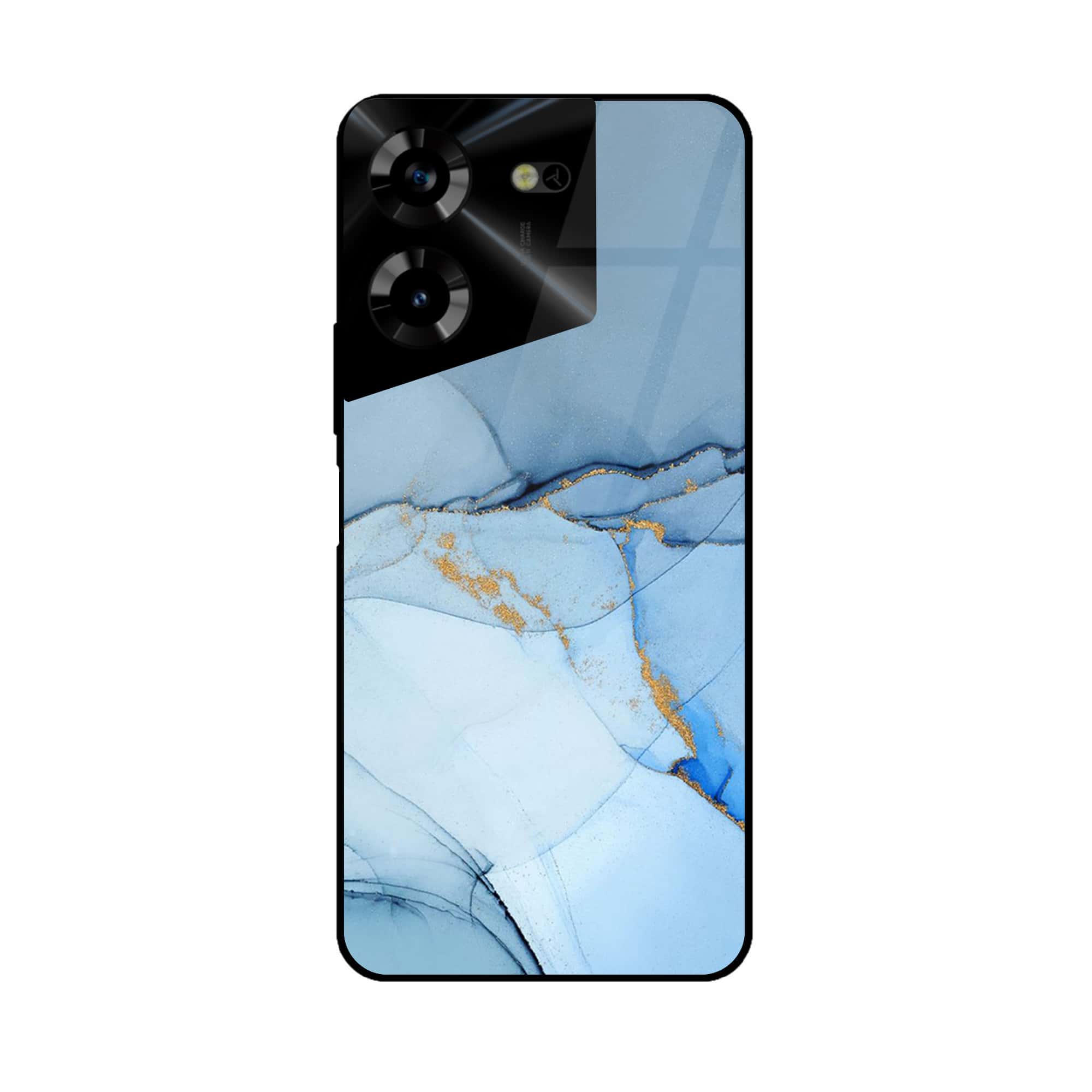 Tecno Pova 5 Pro - Blue Marble Series - Premium Printed Glass soft Bumper shock Proof Case