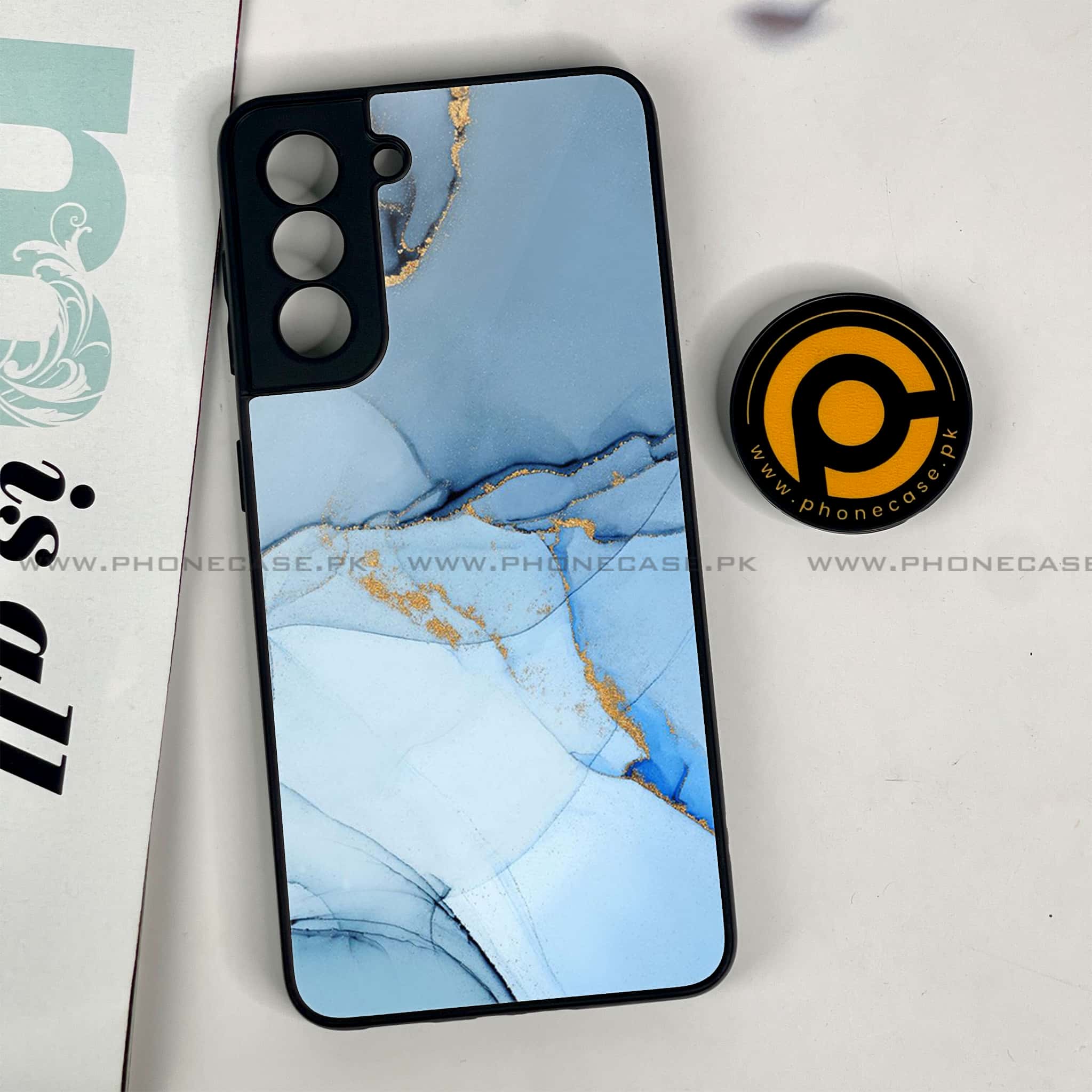 Samsung Galaxy S21 - Blue Marble Series - Premium Metal Printed soft Bumper shock Proof Case