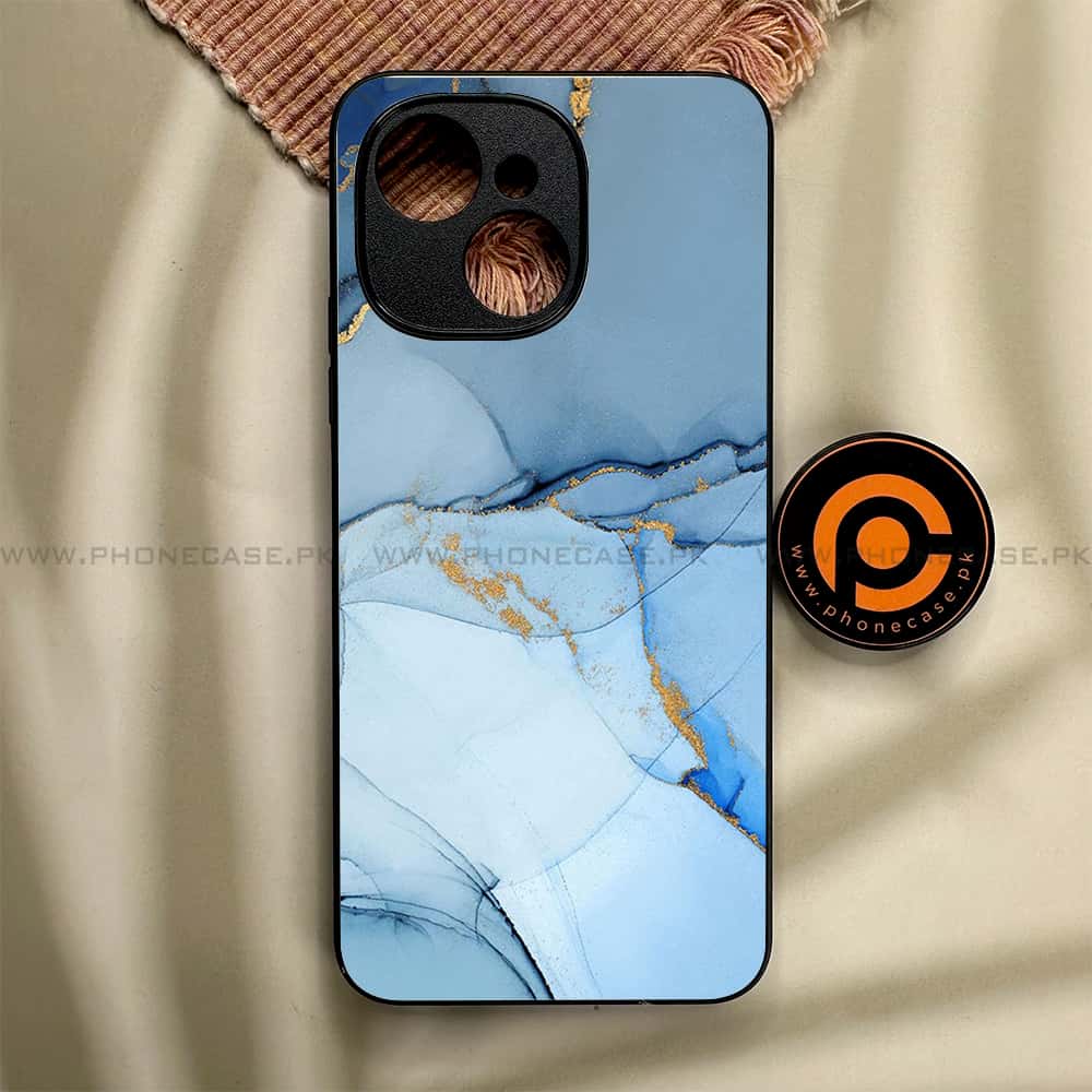 Tecno Spark 40C - Blue Marble Series - Premium Metal Printed soft Bumper shock Proof Case