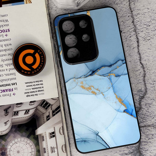 Vivo Y29 4G - Blue Marble Design 8 - Premium Metal Printed soft Bumper Shock Proof Case CS-35007