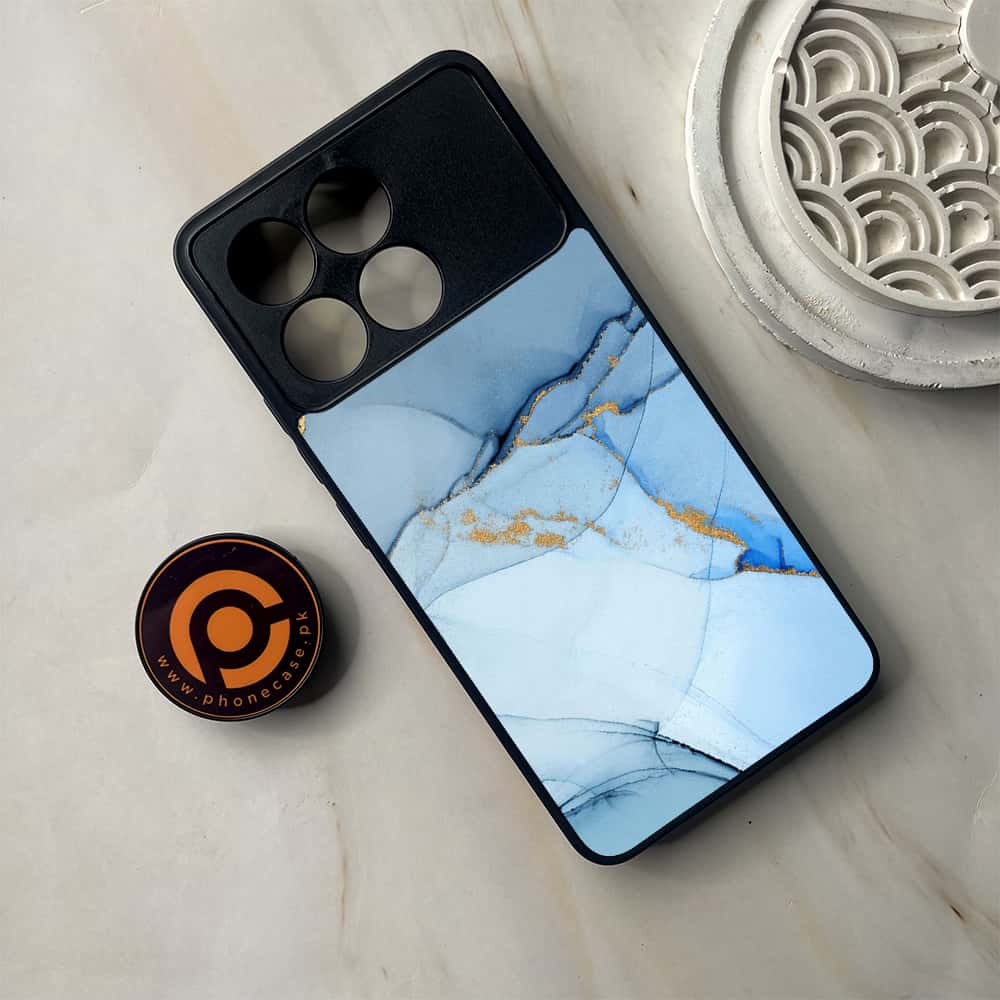 Xiaomi Poco F6 Pro - Blue Marble Series - Premium Metal Printed soft Bumper shock Proof Case