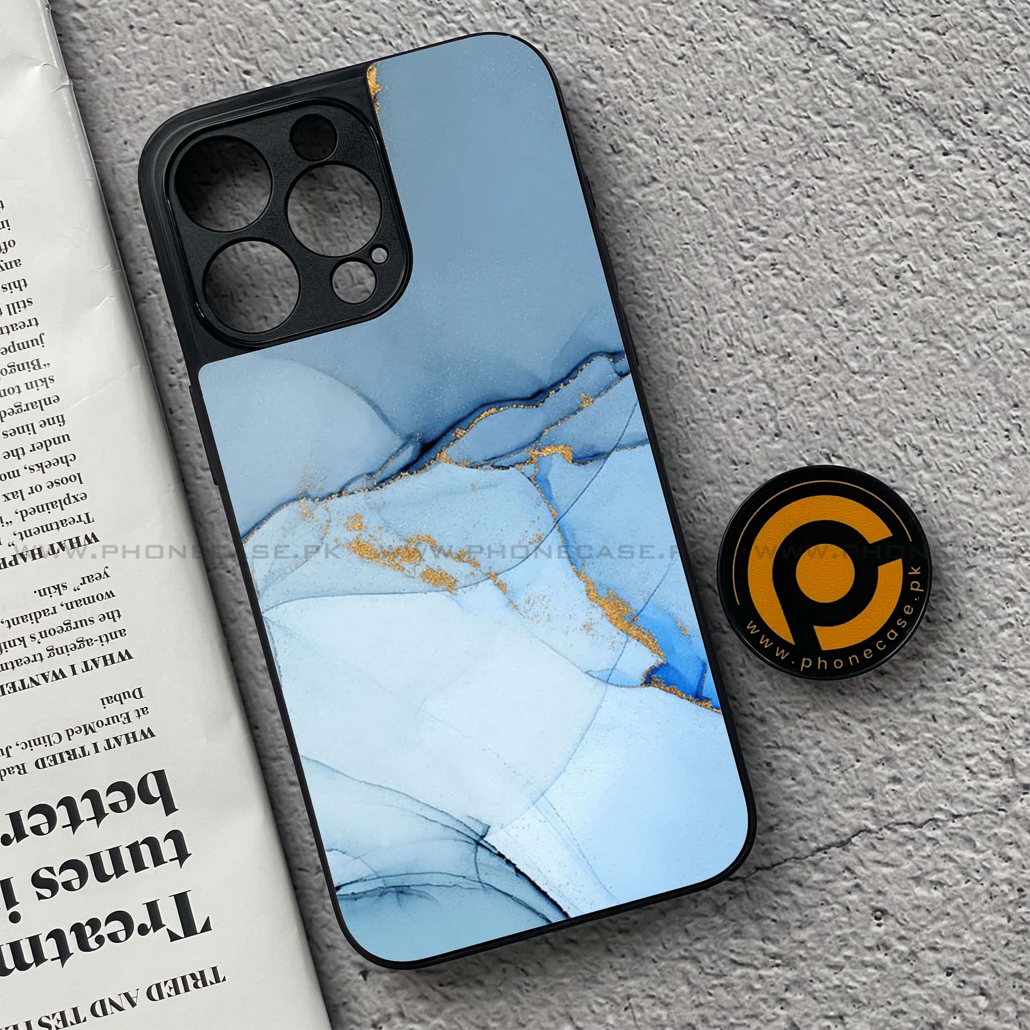 iPhone 15 Pro - Blue Marble Series - Premium Metal Printed soft Bumper shock Proof Case