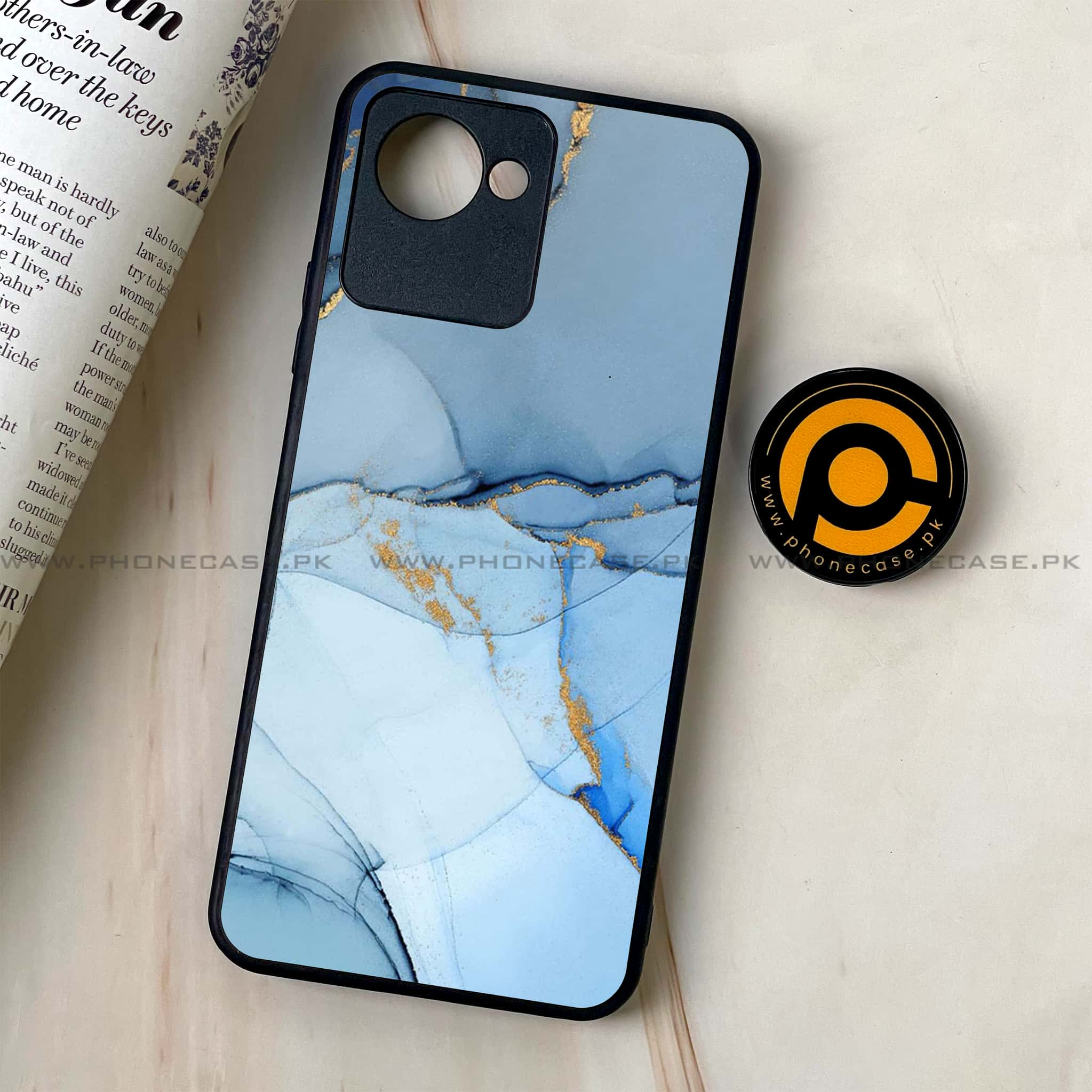 Realme C30 - Blue Marble Series - Premium Printed Glass soft Bumper shock Proof Case