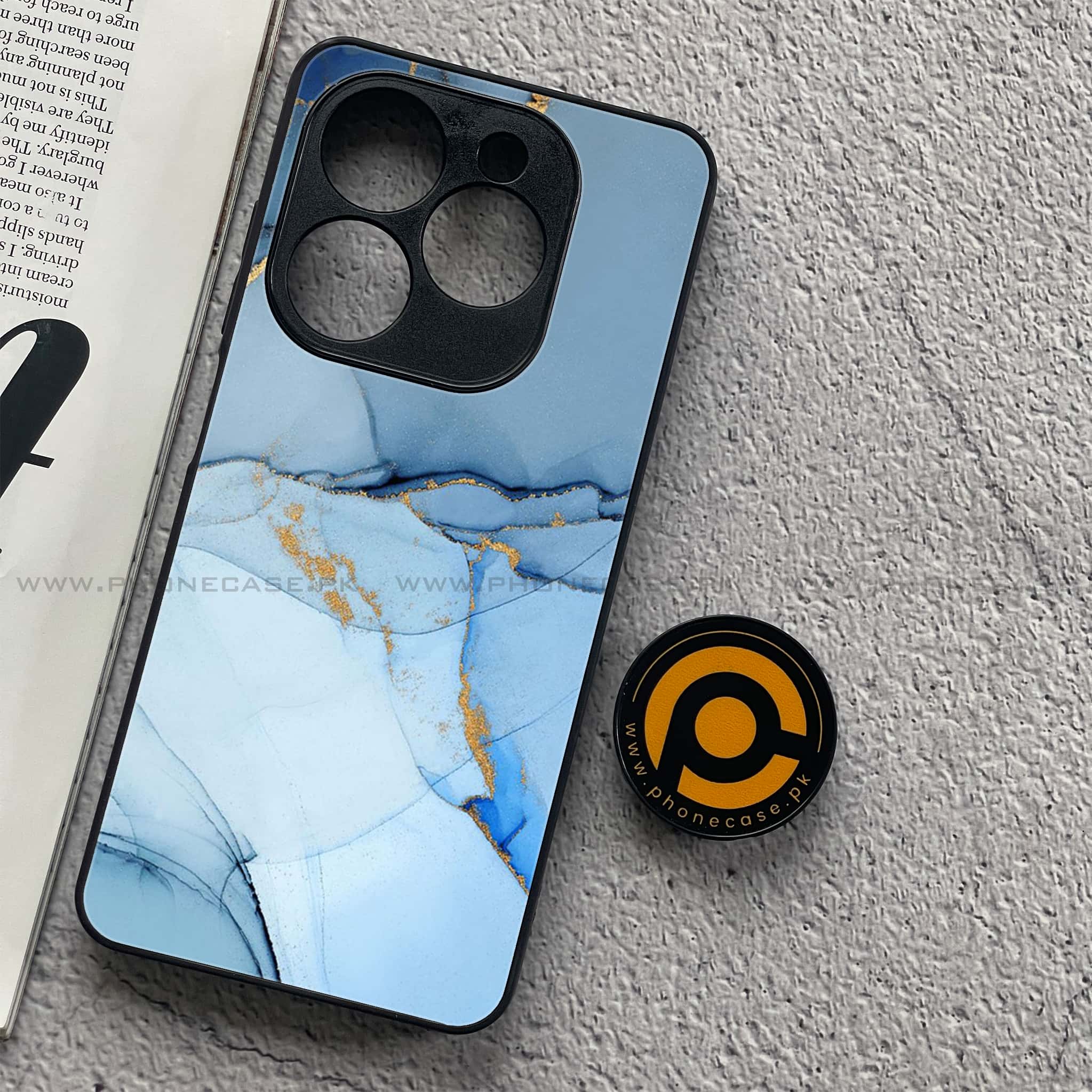 Infinix Smart 8 Pro - Blue Marble Series - Premium Metal Printed soft Bumper shock Proof Case