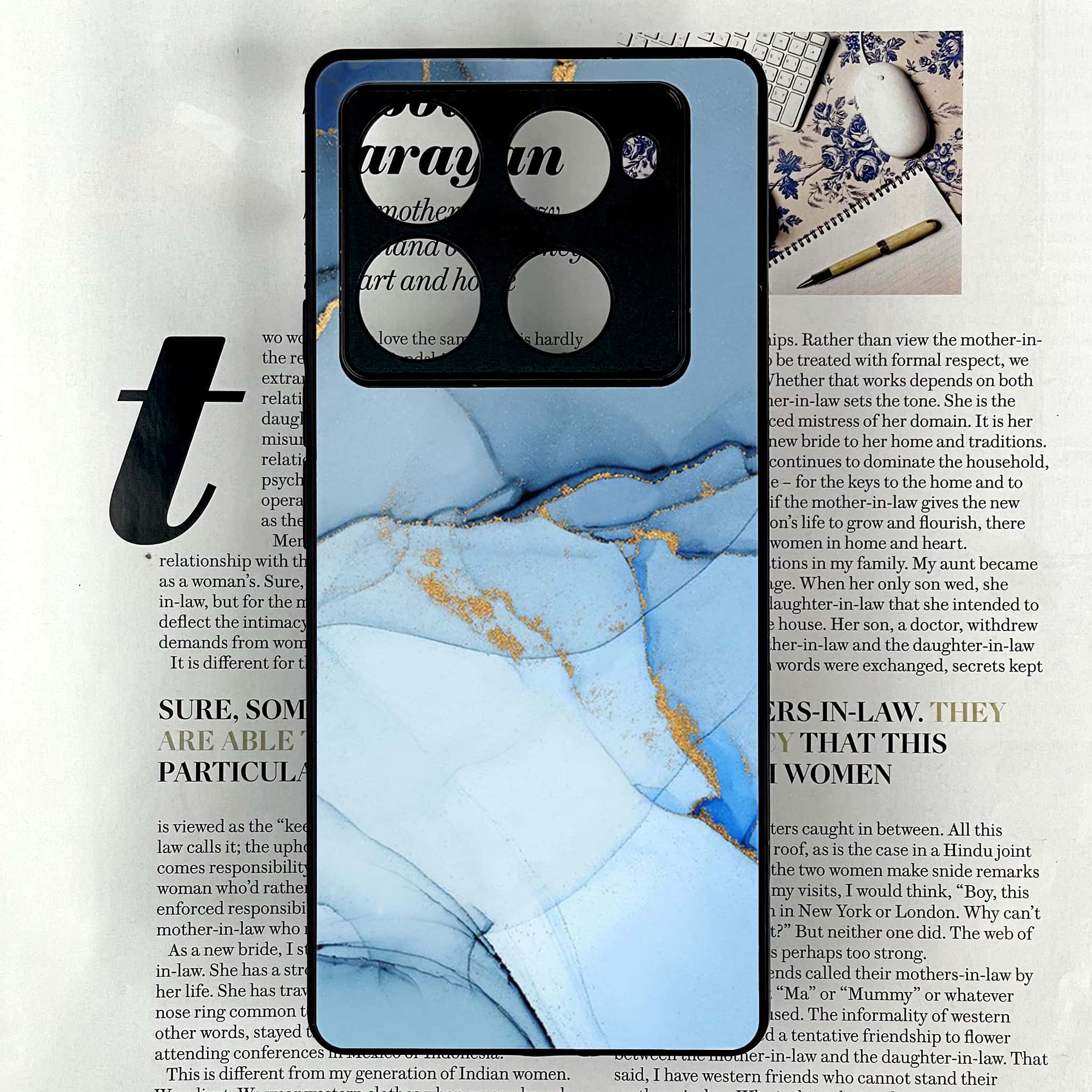 Infinix Note 40 Pro Plus - Blue Marble Series - Premium Metal Printed soft Bumper shock Proof Case