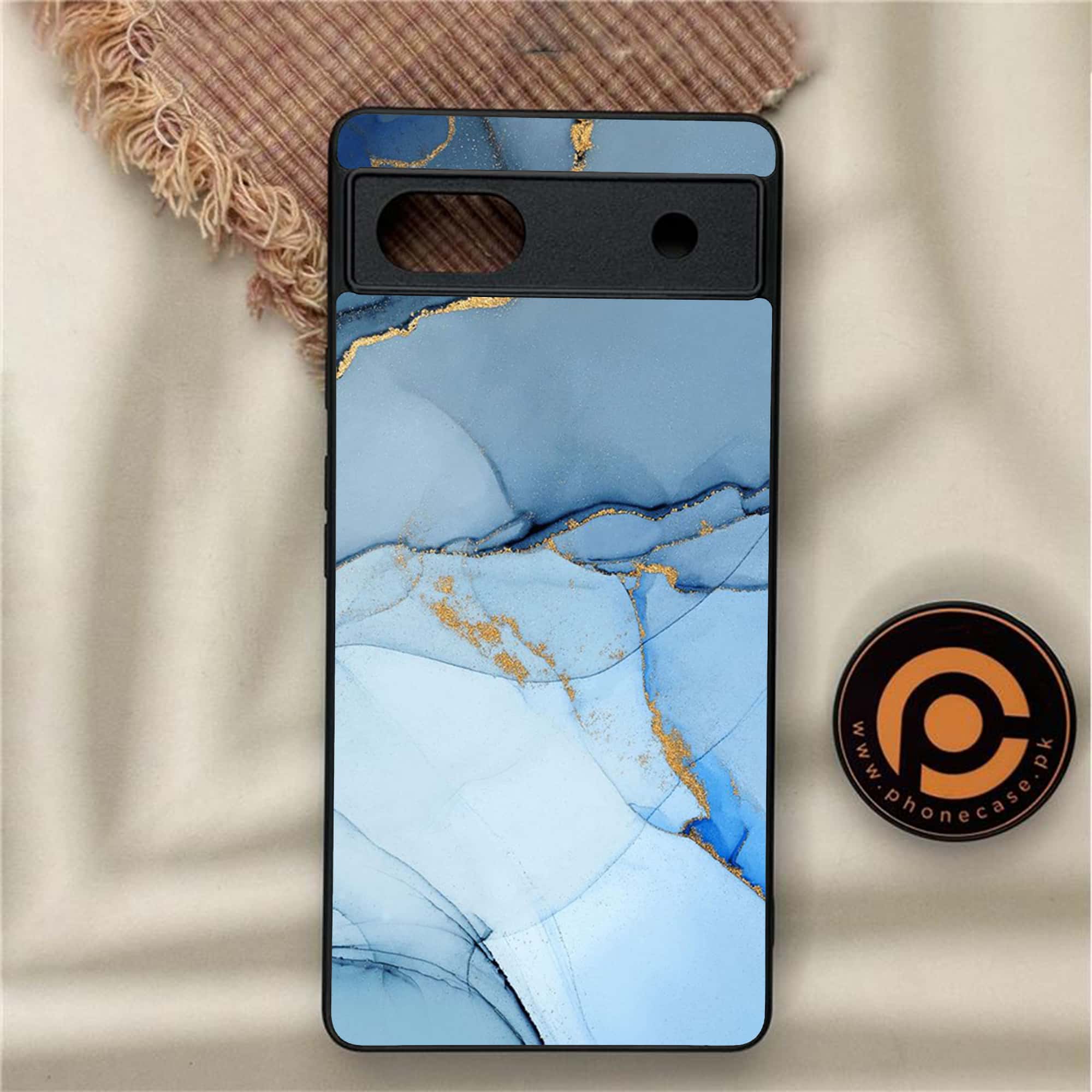 Google Pixel 6A - Blue Marble Series - Premium Metal Printed soft Bumper Shock Proof Case