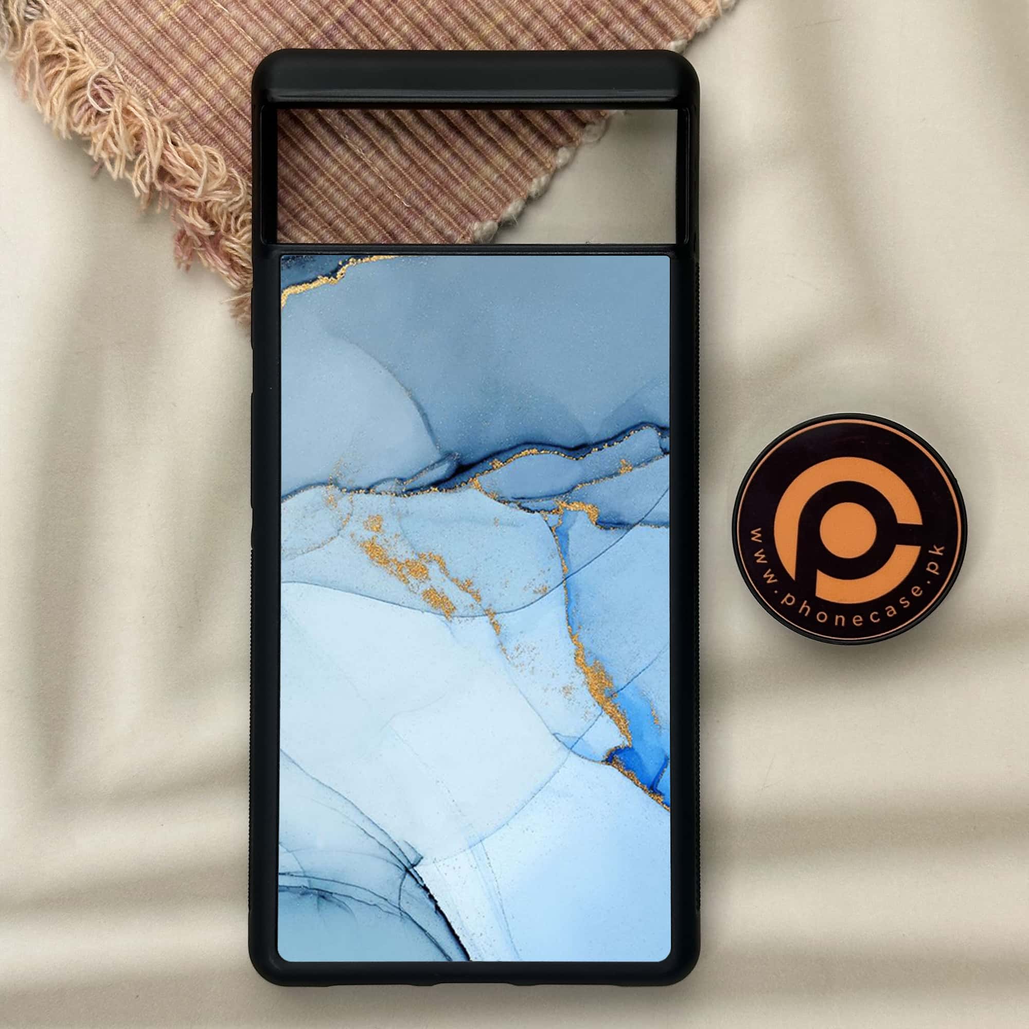 Google Pixel 6 - Blue Marble Series - Premium Metal Printed soft Bumper Shock Proof Case