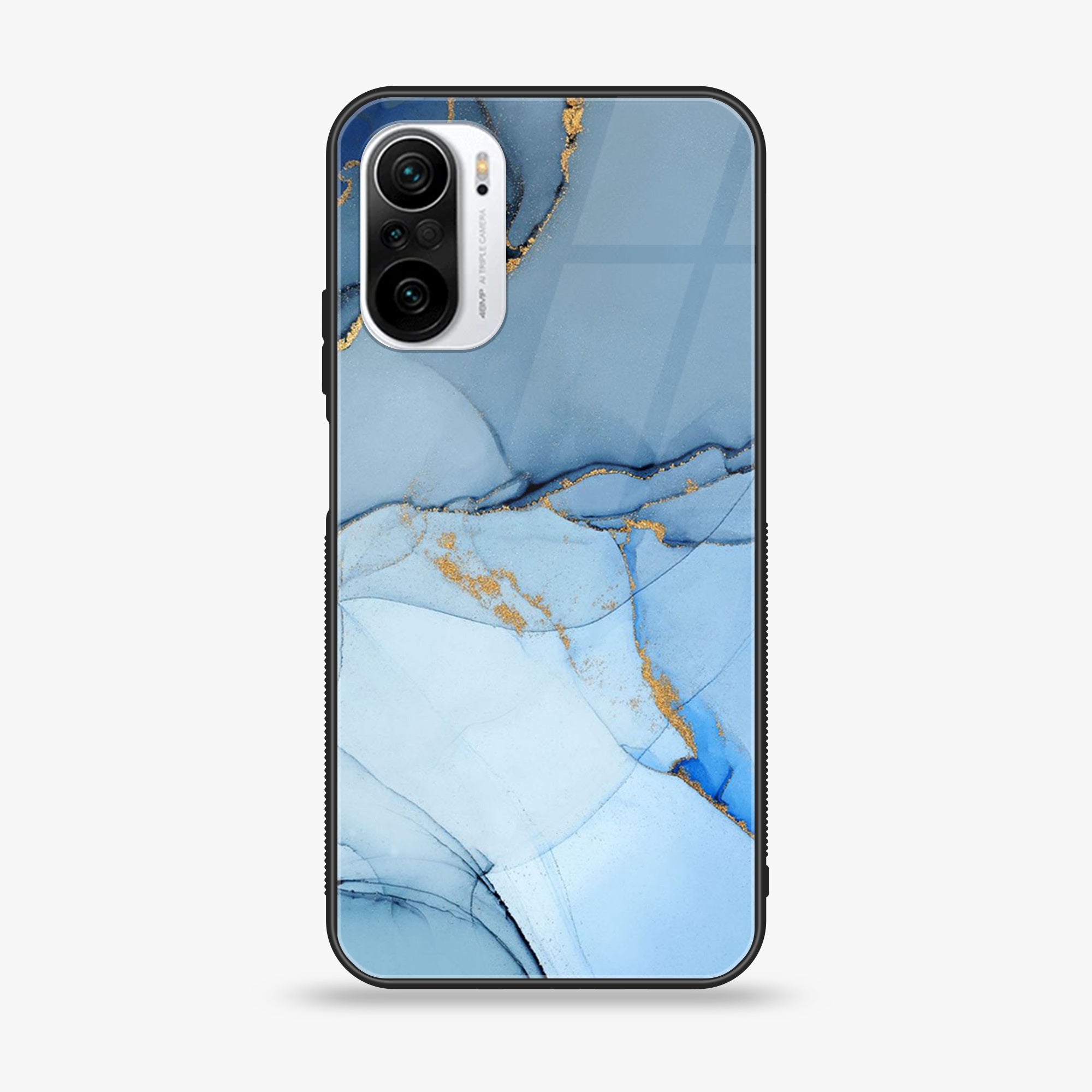 Xiaomi Poco F3 - Blue marble Series - Premium Printed Glass soft Bumper shock Proof Case