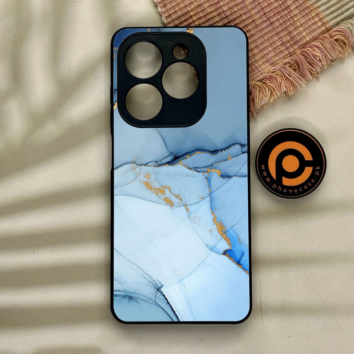 Tecno Spark GO 2024/ Smart 8/ Spark 20/ 20c/ Pop 8/ Hot 40i - Blue Marble Design 8- Premium Metal Printed soft Bumper Shock Proof Case CS-11687