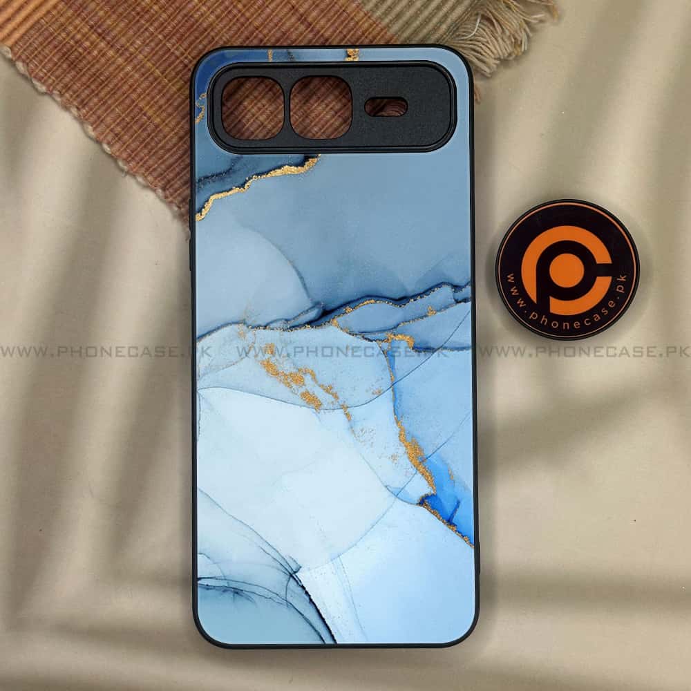 Infinix Smart 10 Plus - Blue Marble Series - Premium Metal Printed soft Bumper shock Proof Case