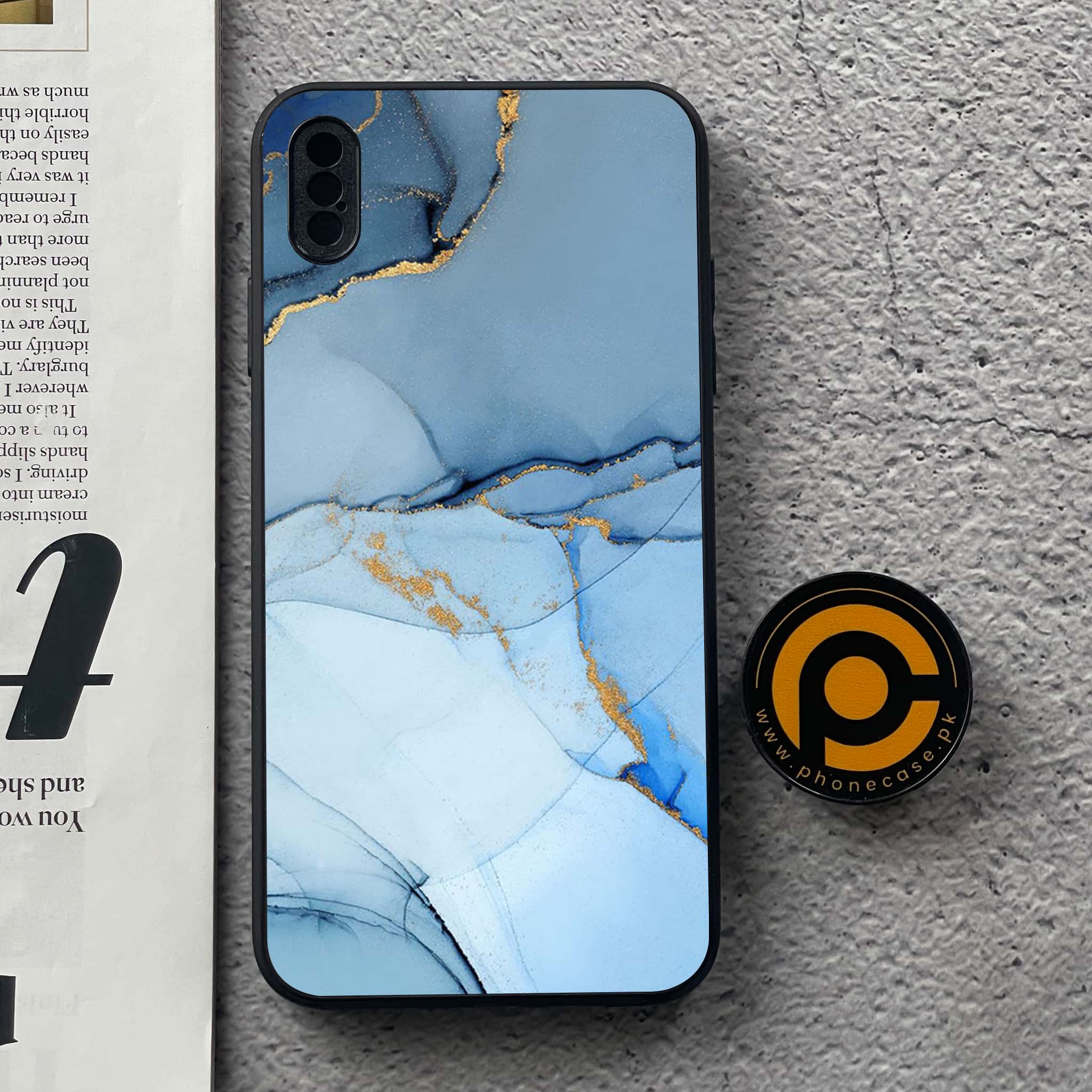 iPhone Xs Max - Blue Marble Series - Premium Metal Printed soft Bumper shock Proof Case