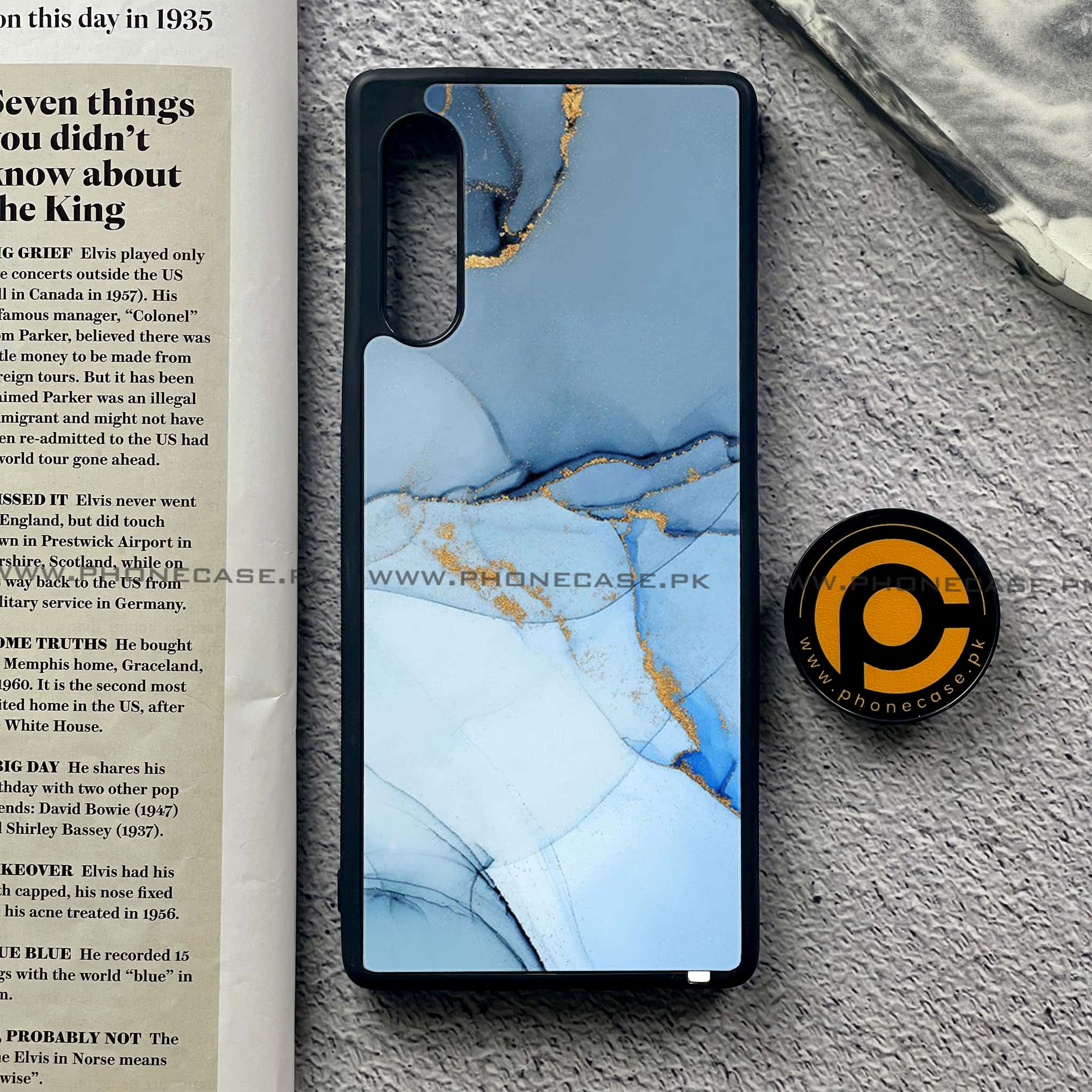 LG G9 - Blue Marble Series - Premium Printed Glass soft Bumper shock Proof Case