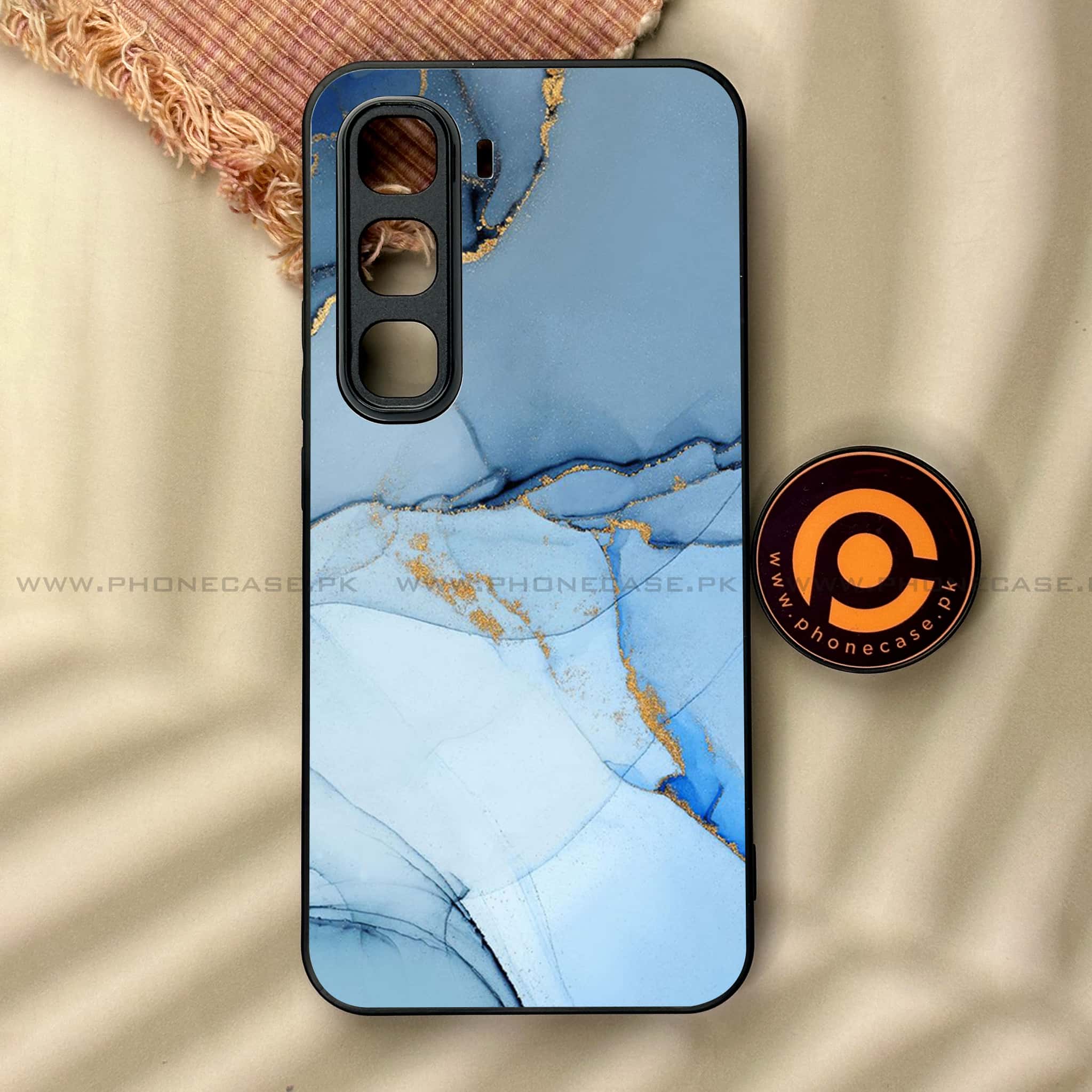 Infinix Hot 60 Pro - Blue Marble Series - Premium Metal Printed soft Bumper shock Proof Case